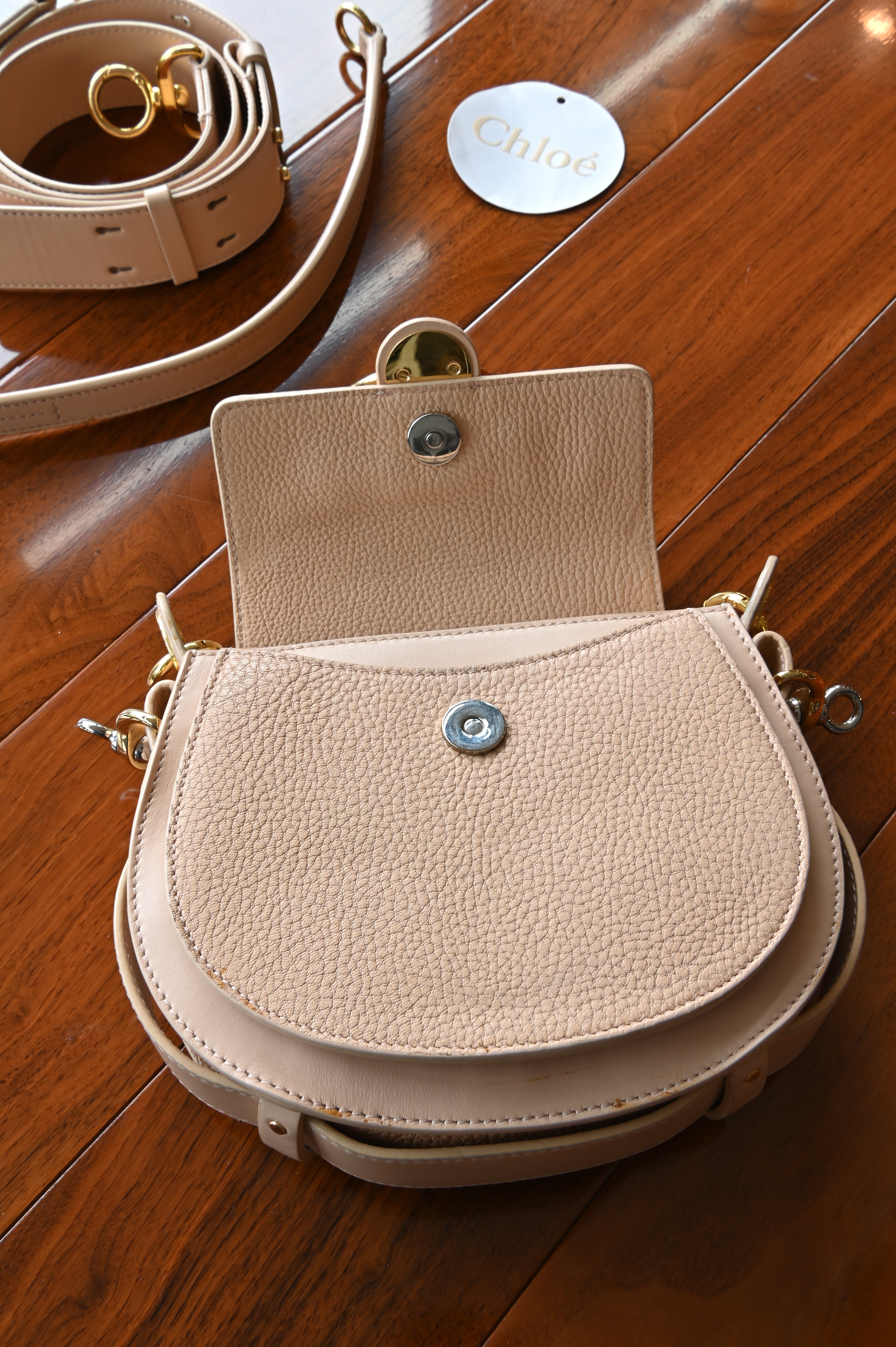 Chloé Small Tess Dusty Rose leather condition detail