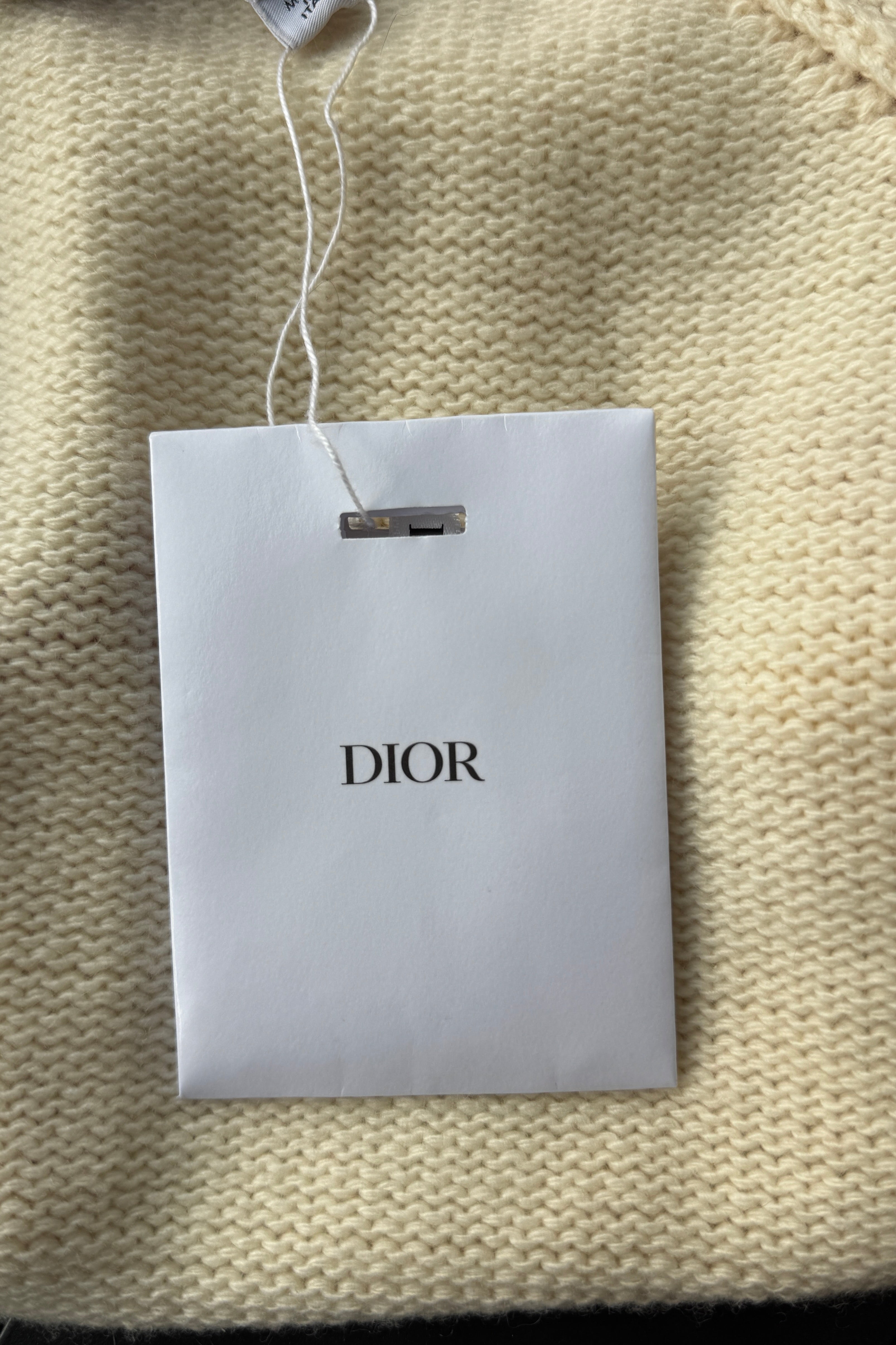Authentic Christian Dior White & Red Knit Cardigan with its original tag included.