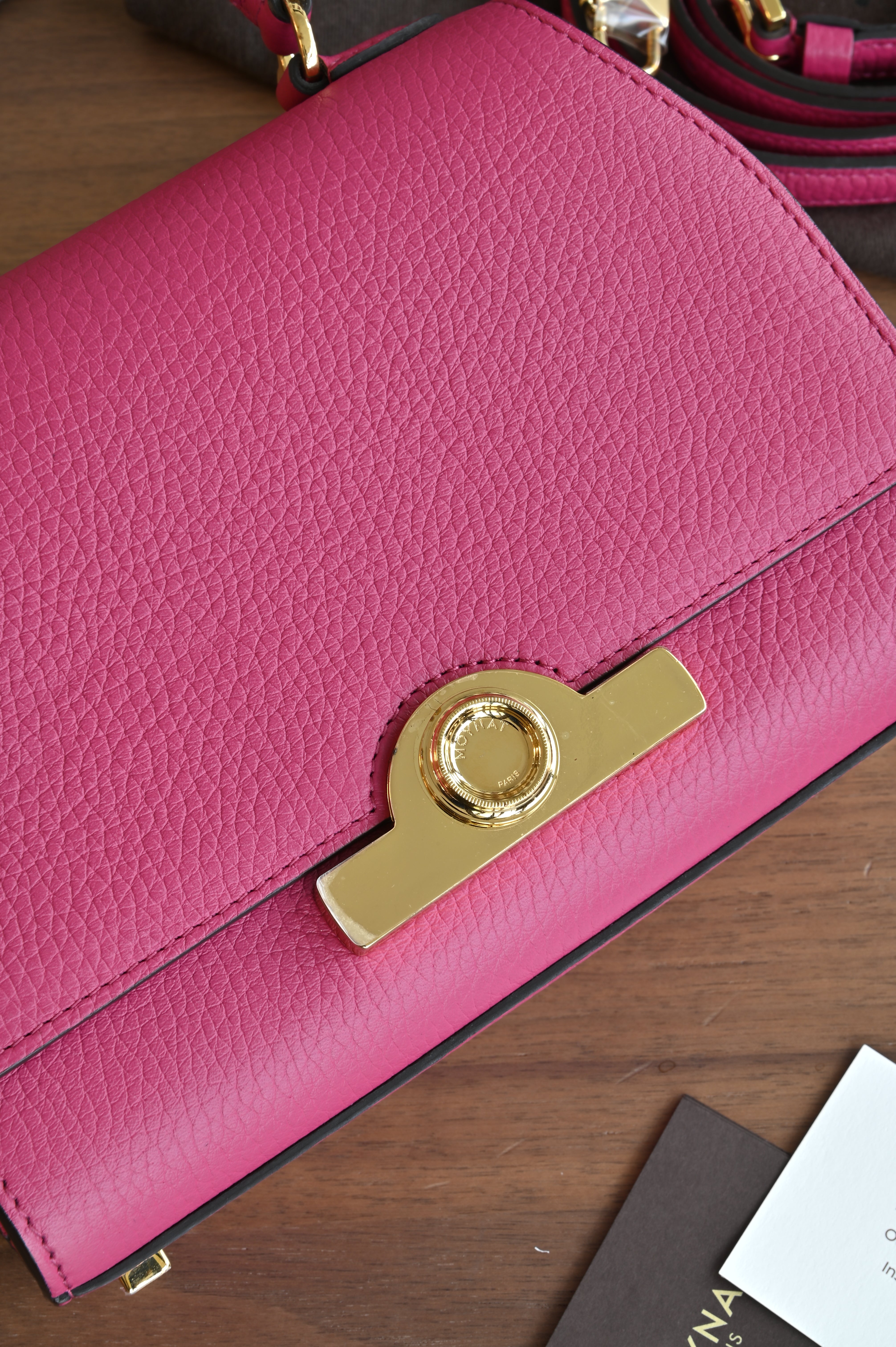 Authentic preloved Moynat Rejane BB in fuchsia pink – bottom view