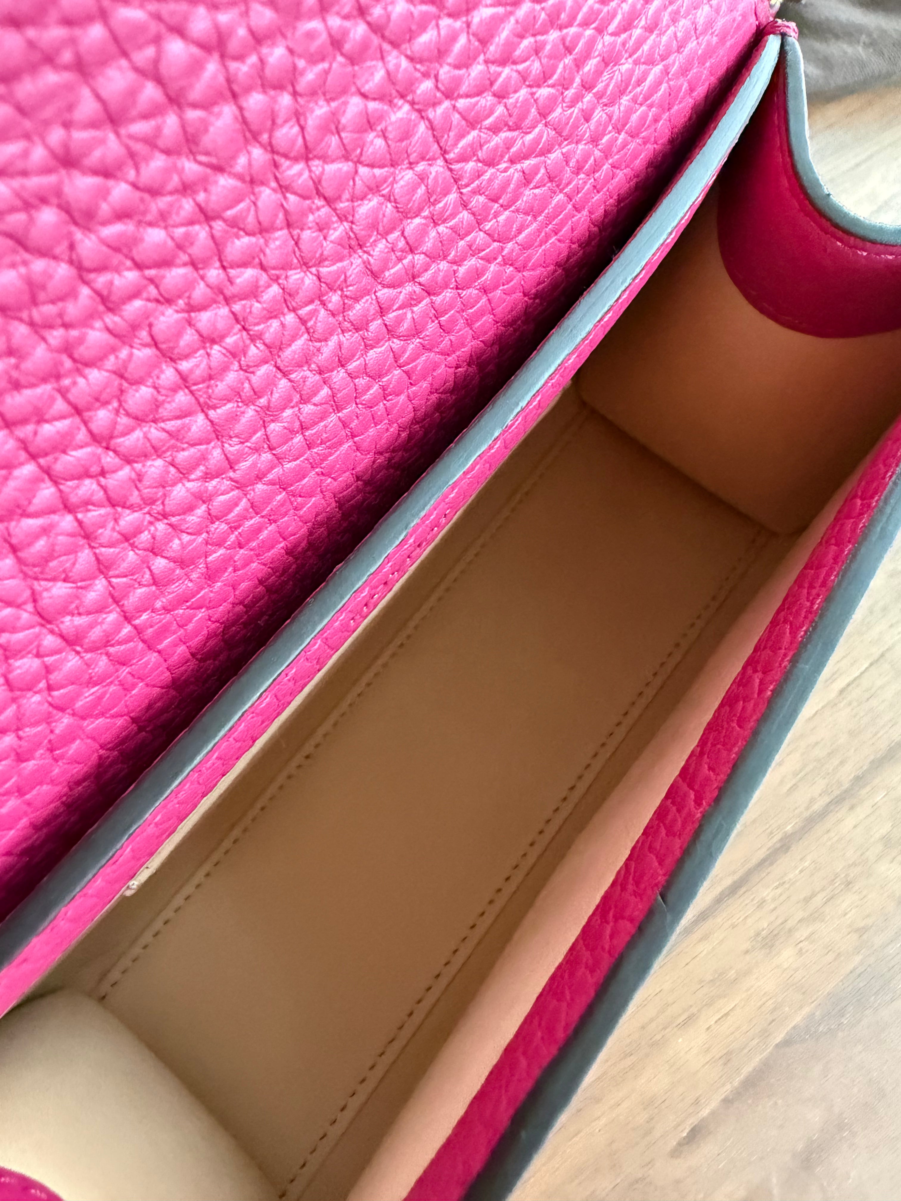 Authentic preloved Moynat Rejane BB – front flap opened showing interior