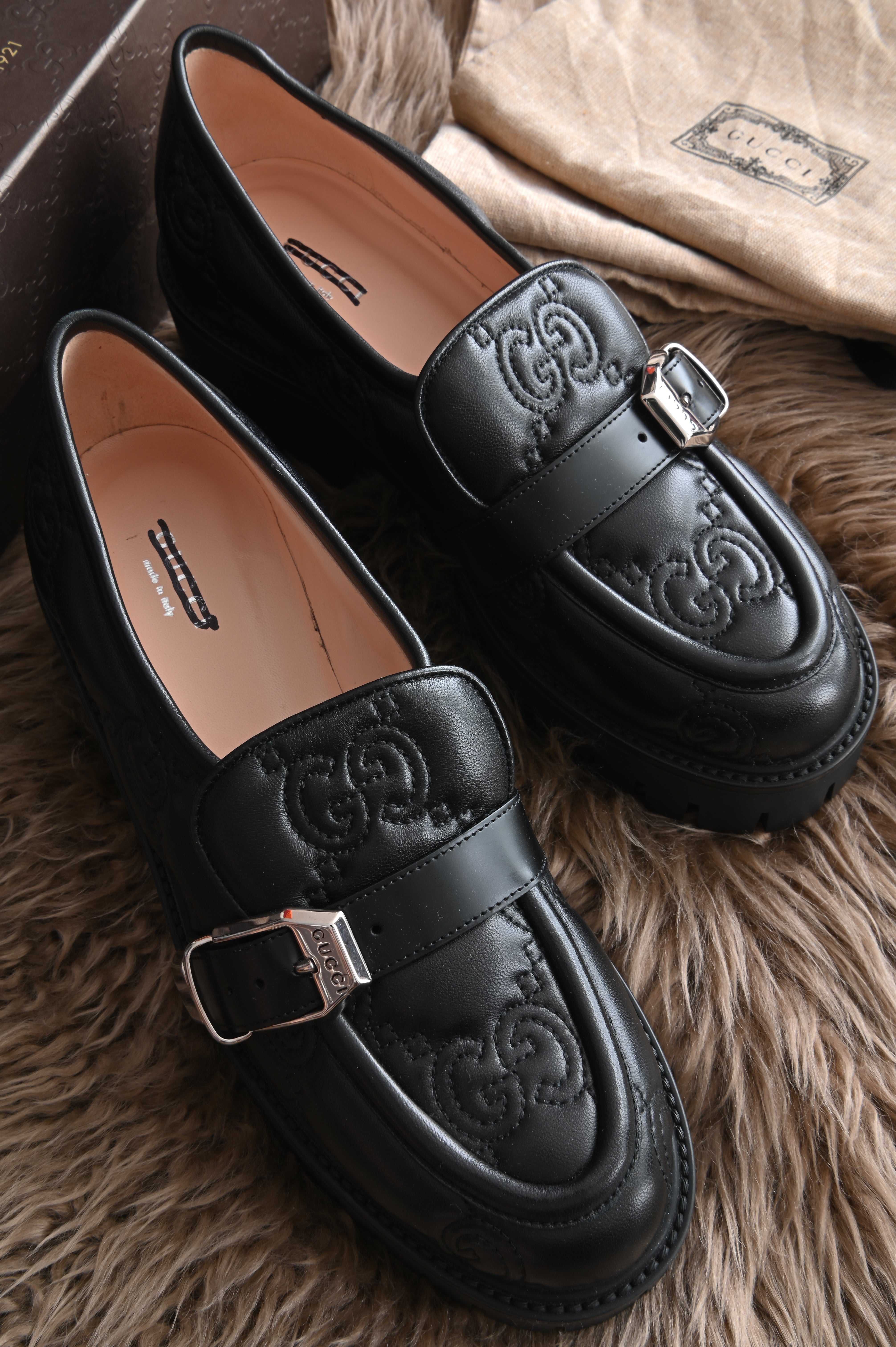 Gucci GG black platform loafers