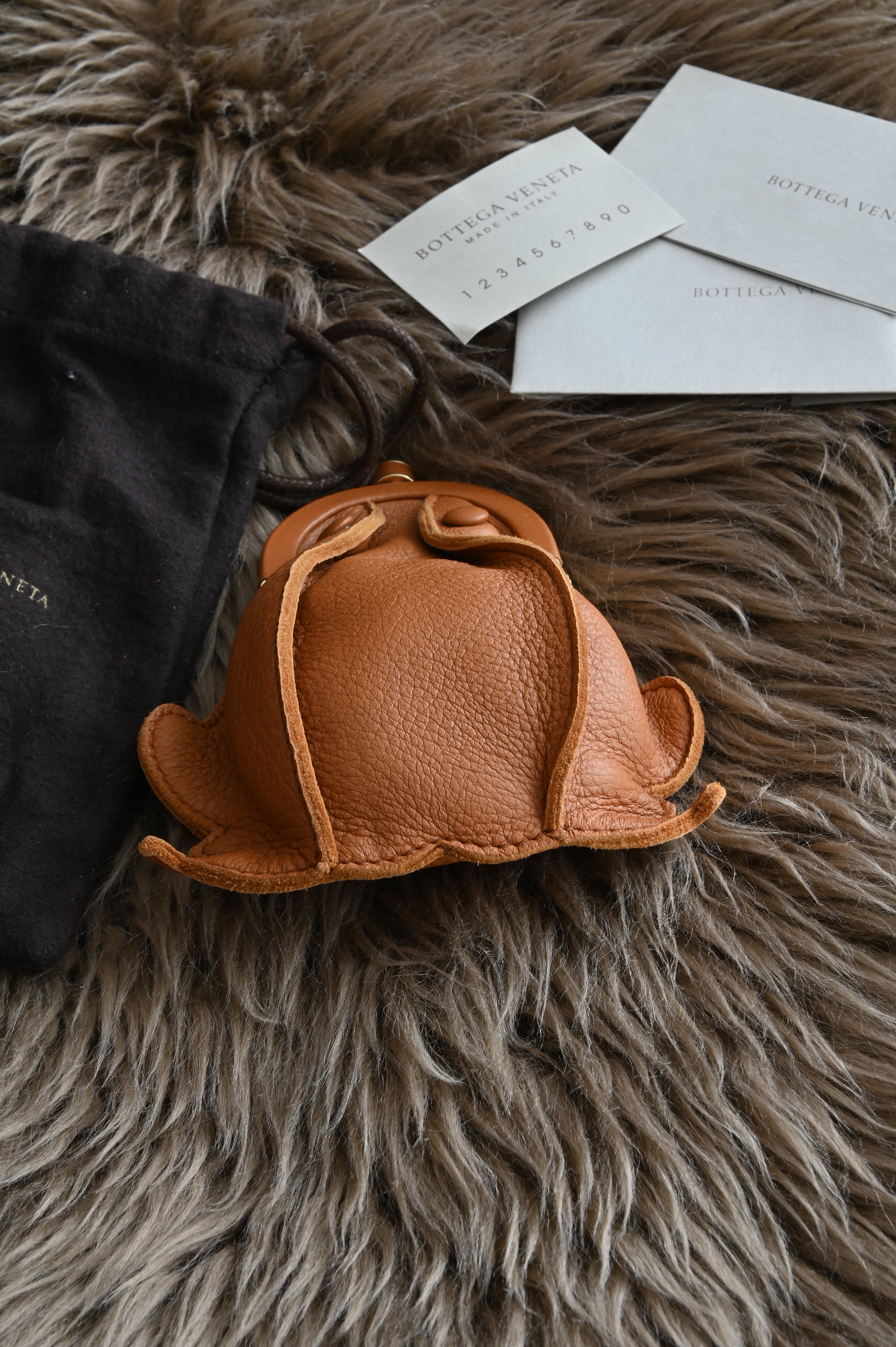 Bottega Veneta small froggy pouch in tan