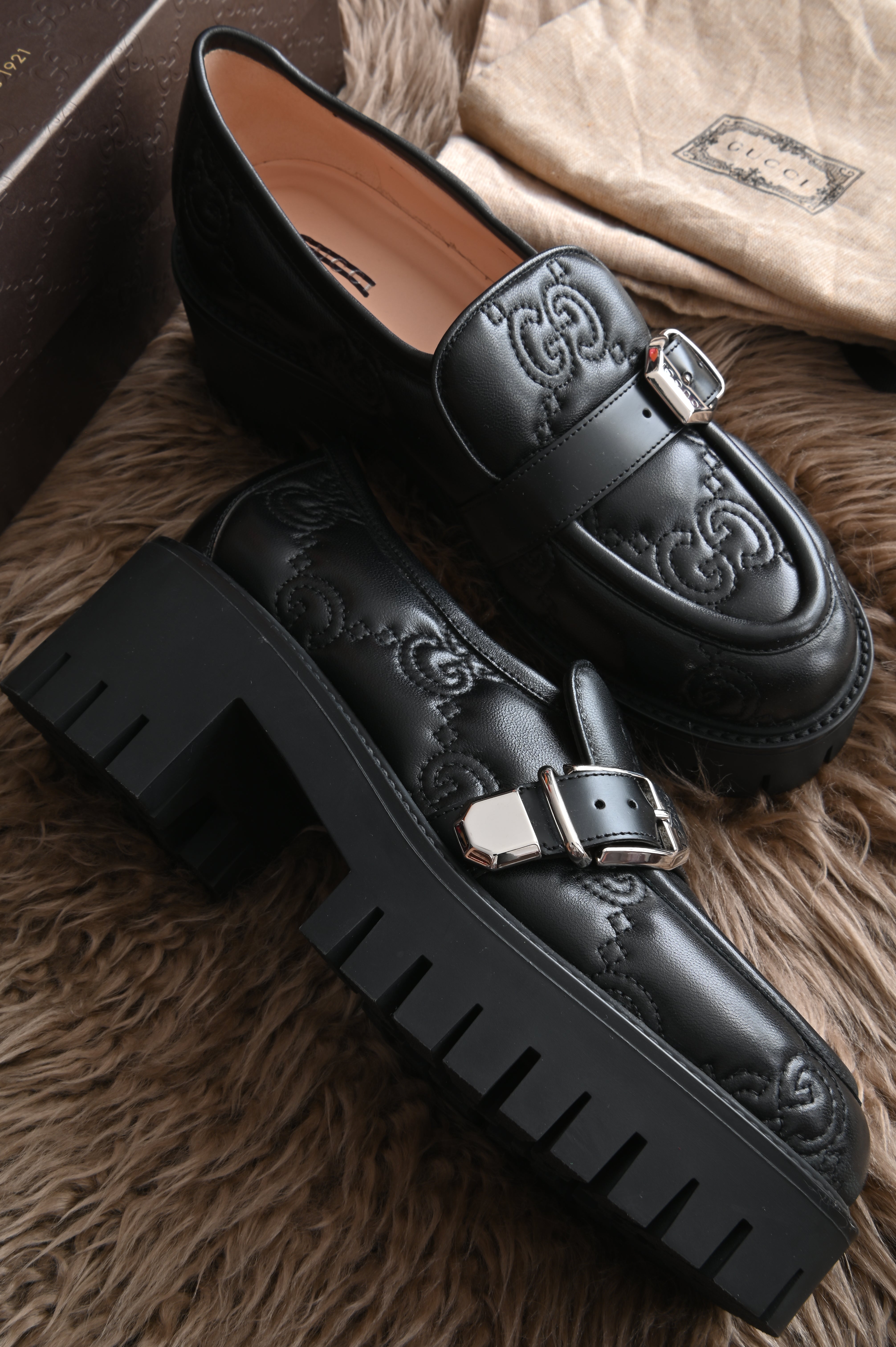 Gucci GG black platform loafers