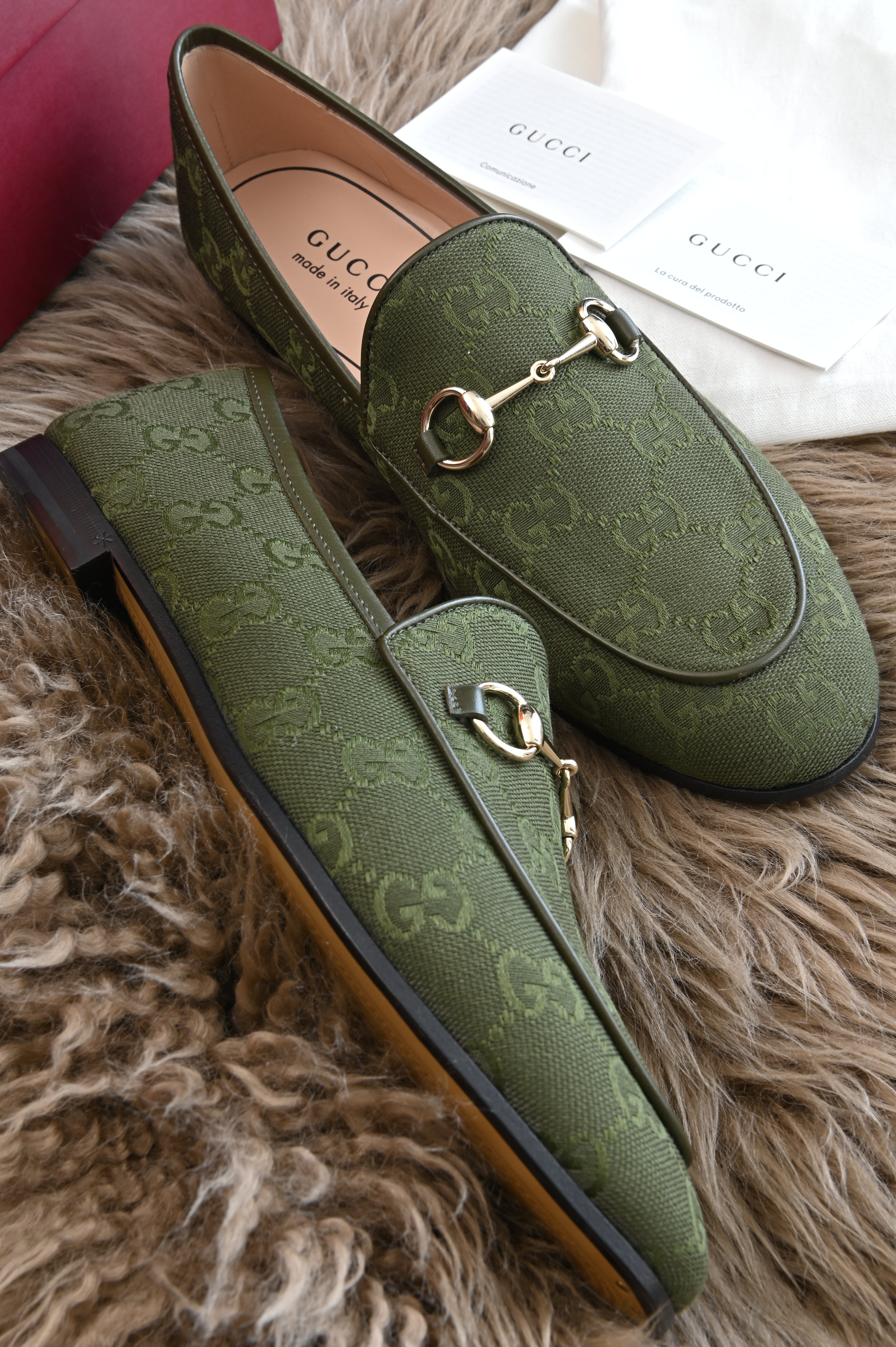Gucci GG horsebit Jordaan Loafers in green Canvas