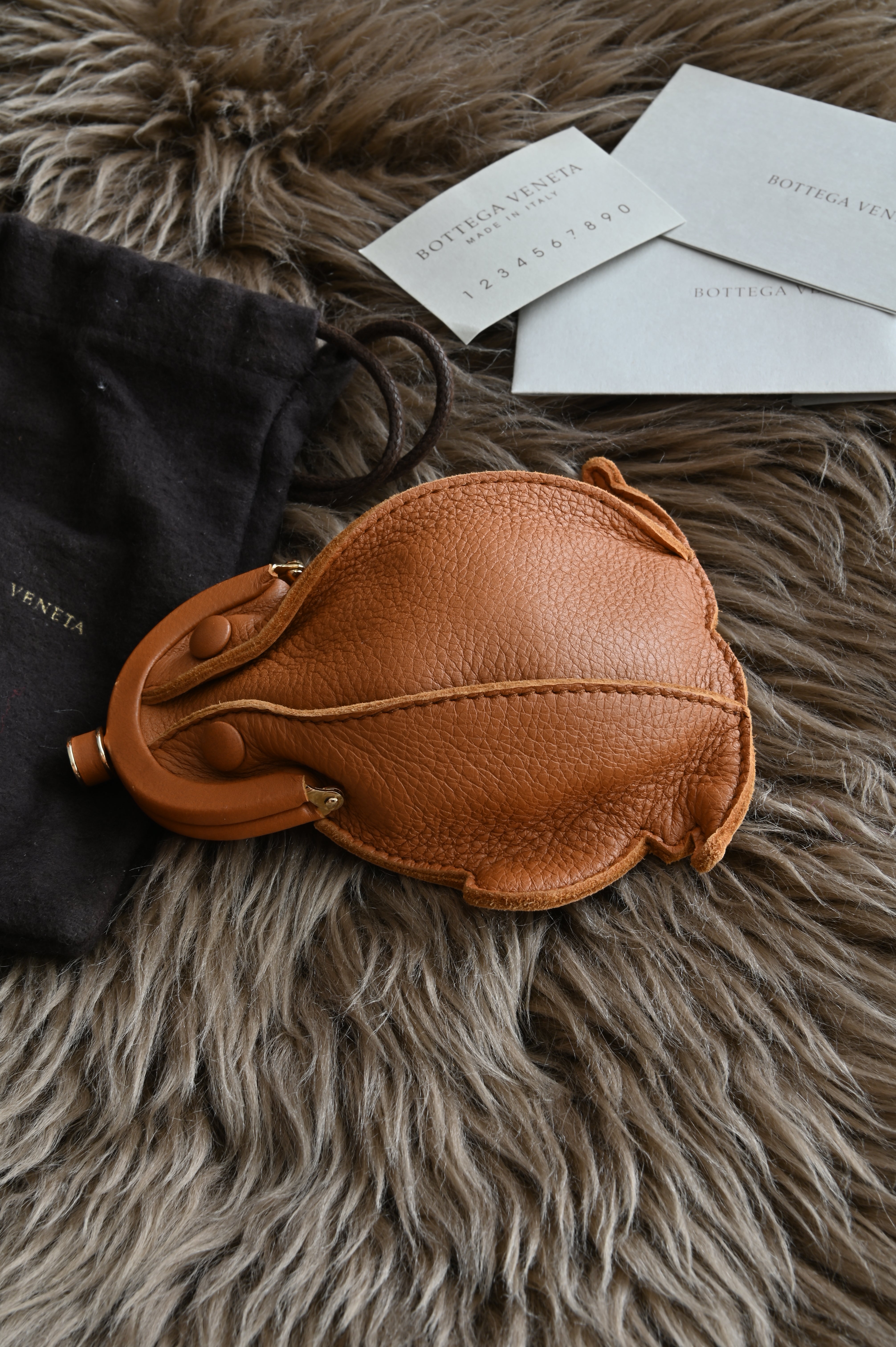 Bottega Veneta small froggy pouch in tan
