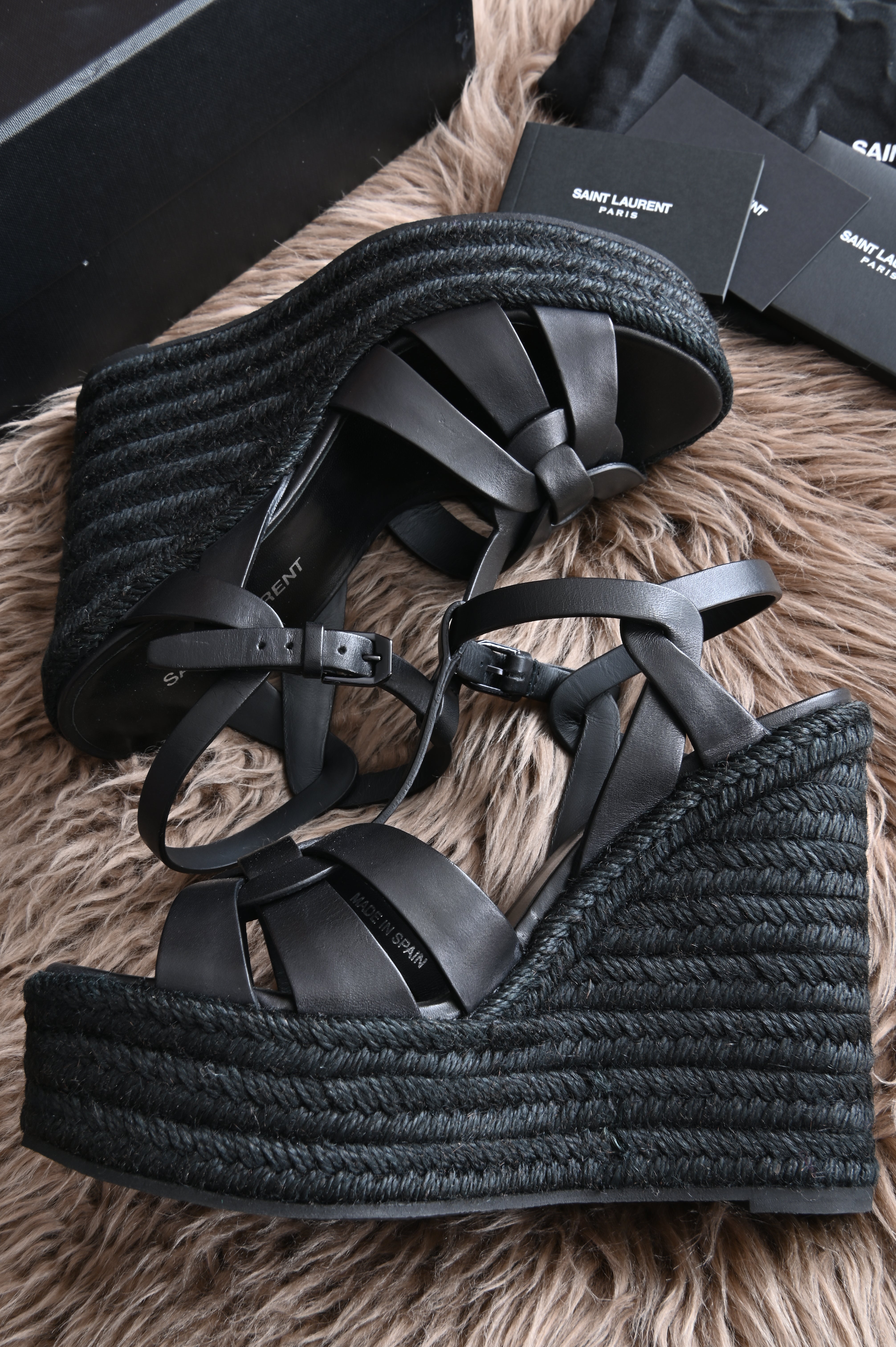 Saint Laurent Tribute Wedge in Black