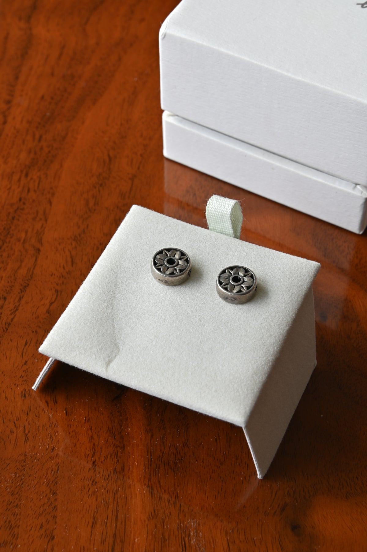 Agnes B Silver Flower Stud Earrings two