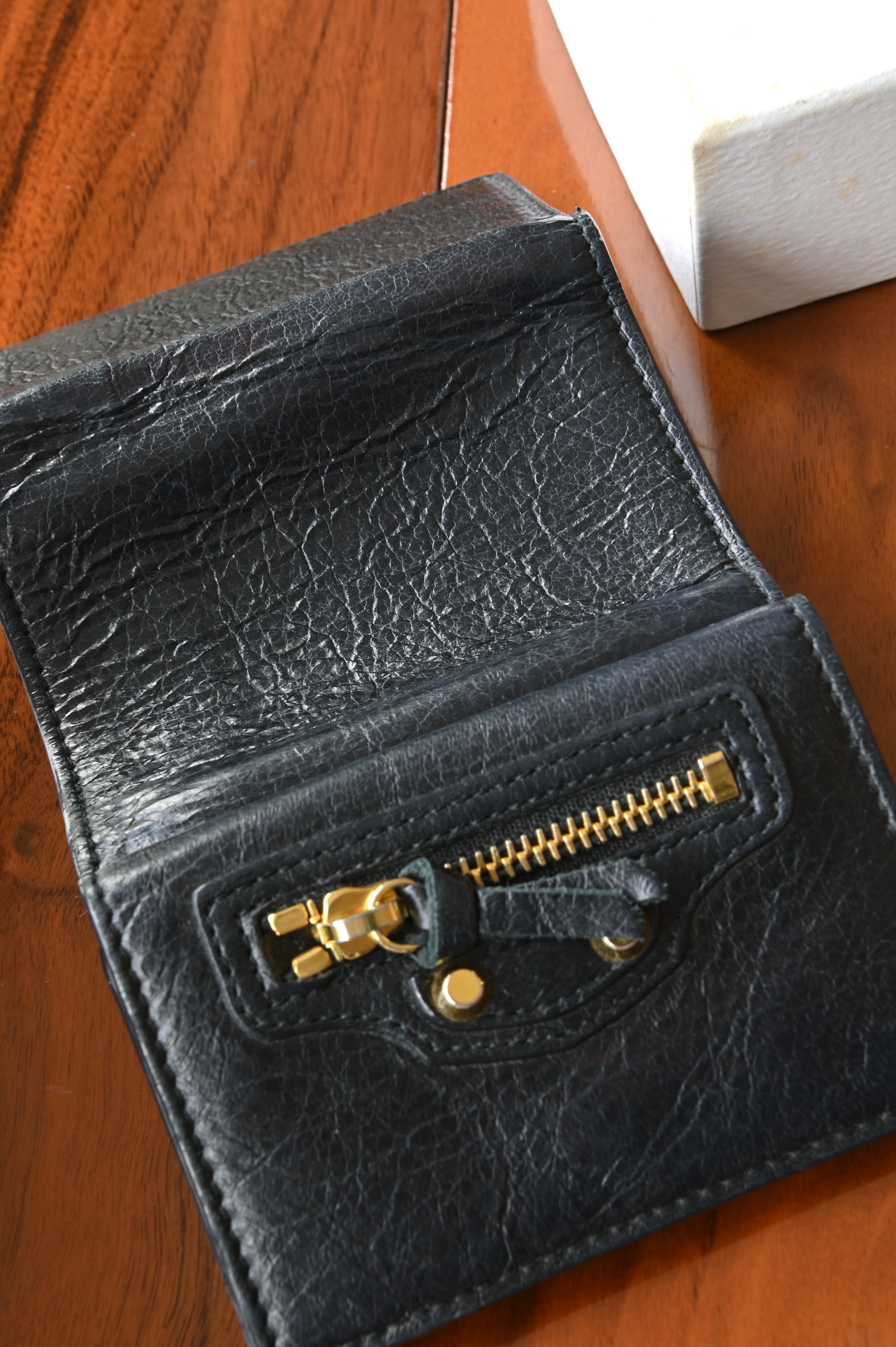 Balenciaga Black Le City Mini Wallet in Lambskin flip