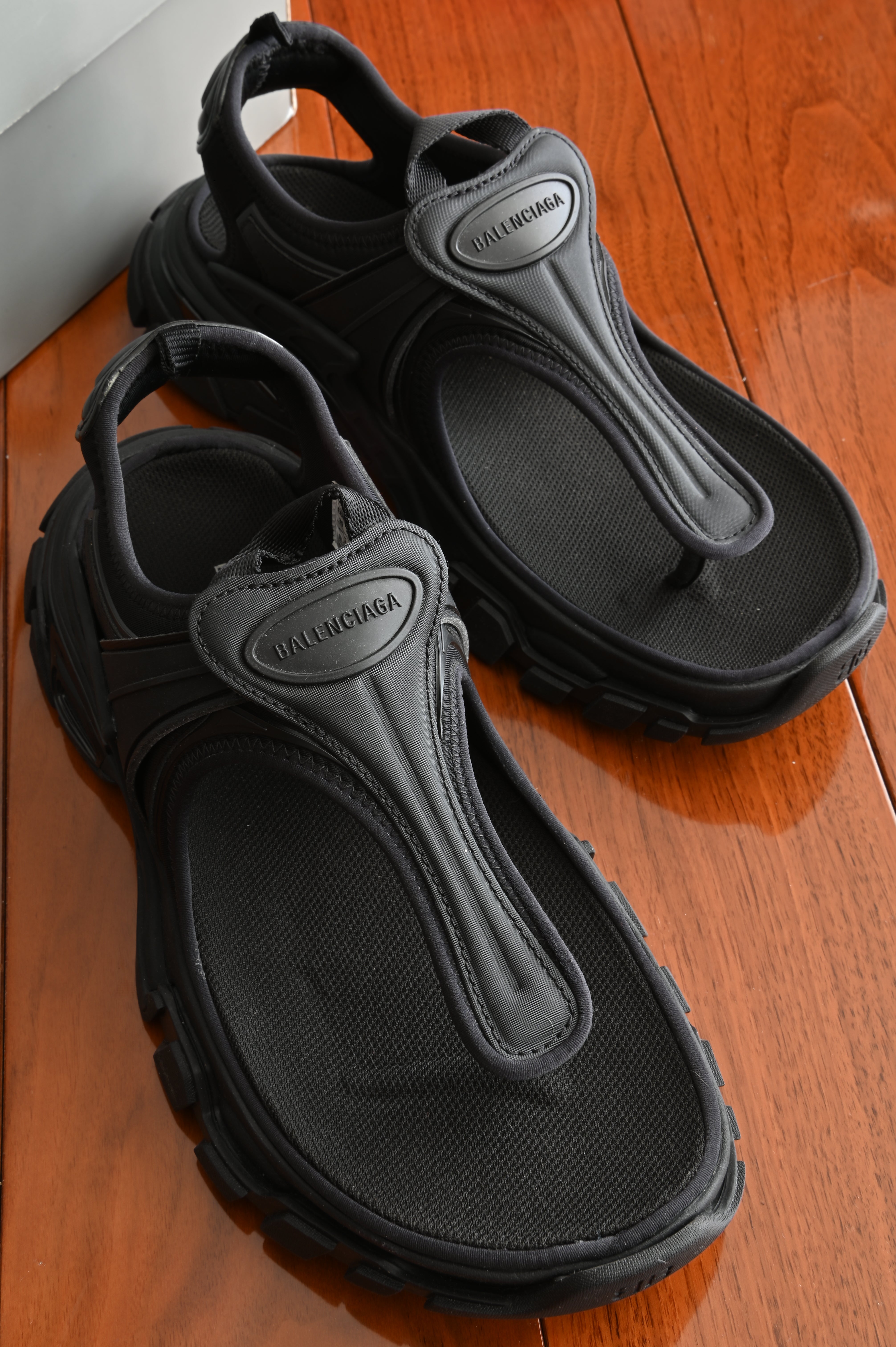 Balenciaga Black Thong Sandals front