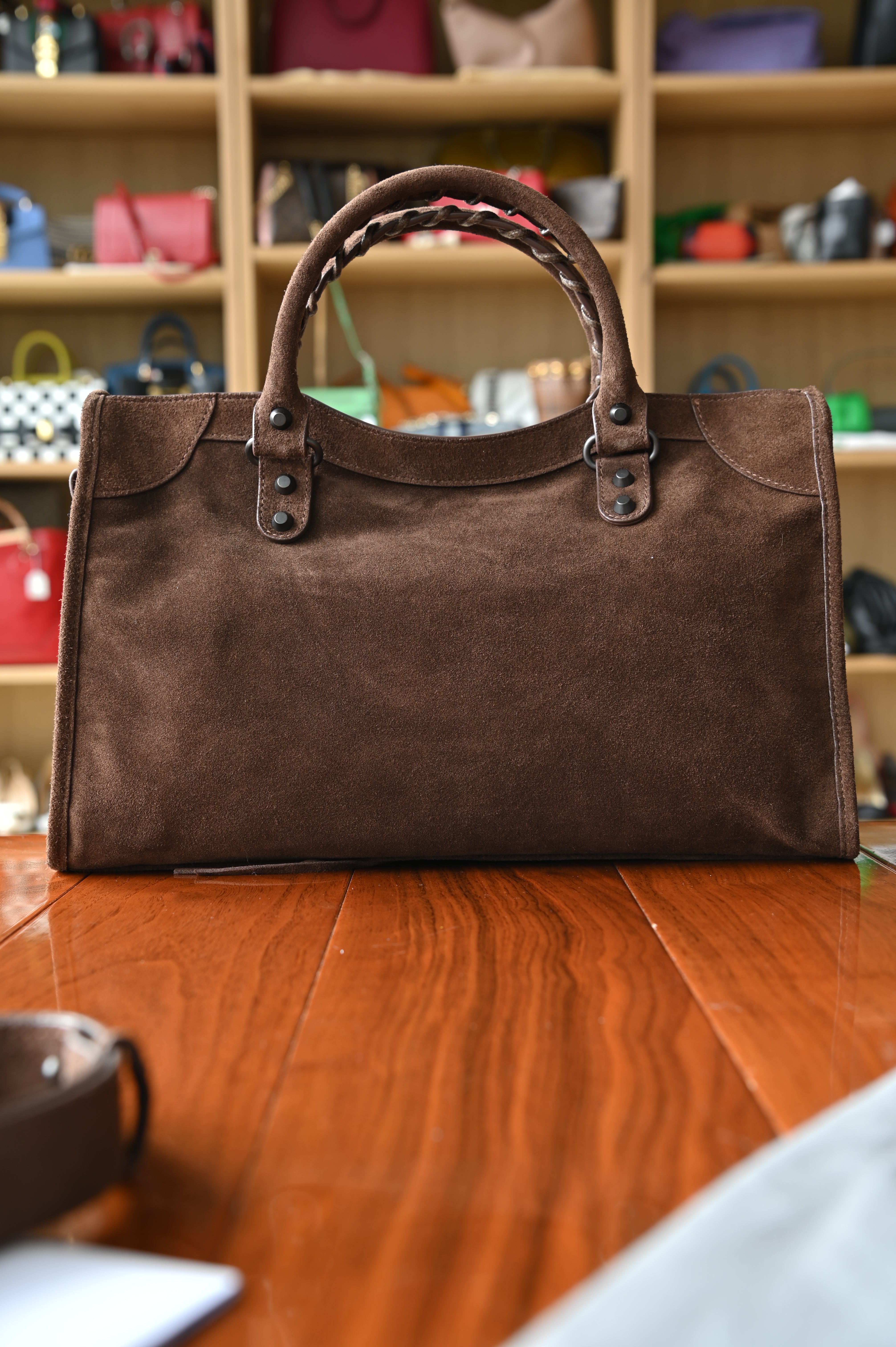 Balenciaga Brown Suede Le City Bag back