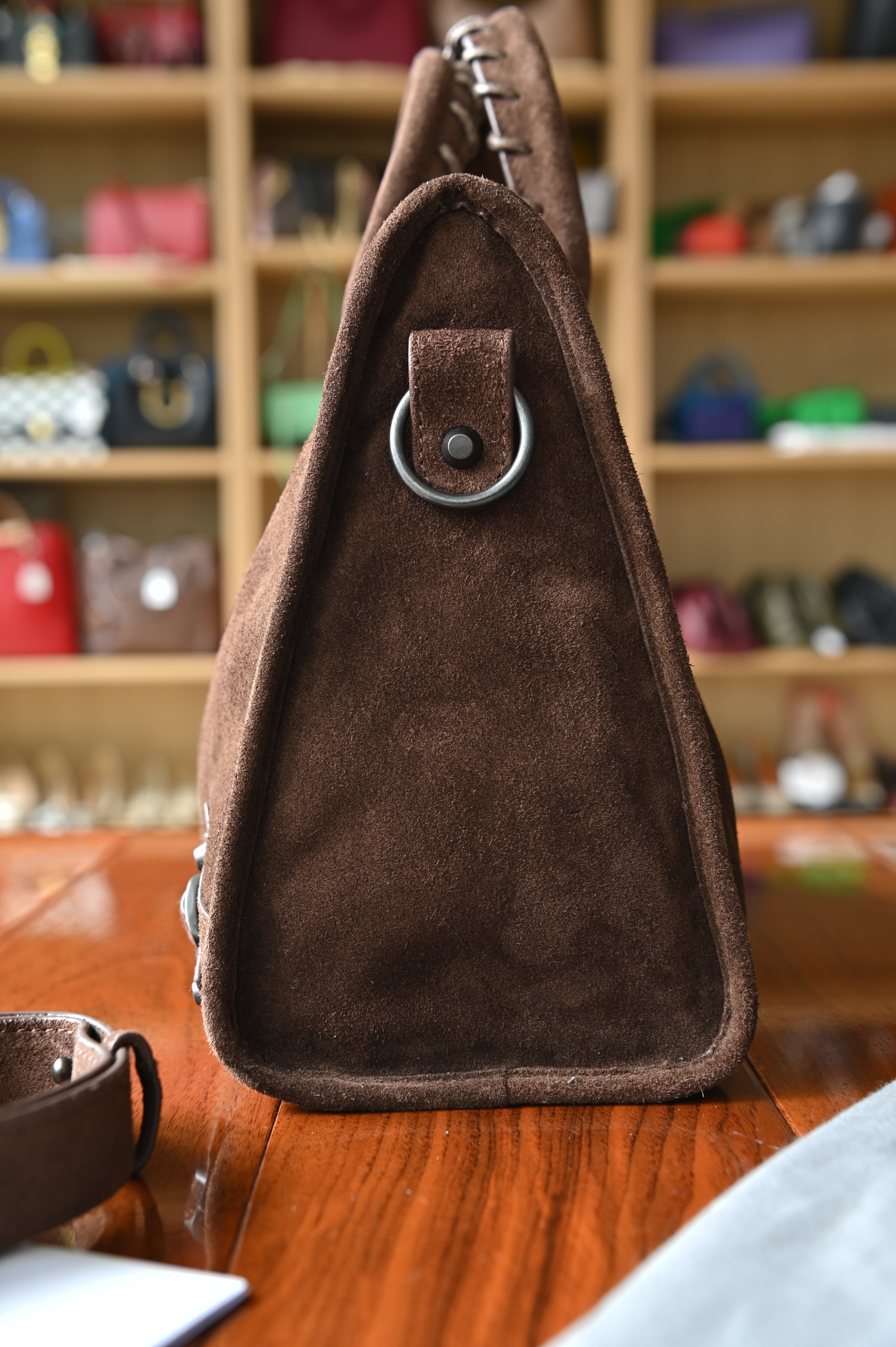Balenciaga Brown Suede Le City Bag side