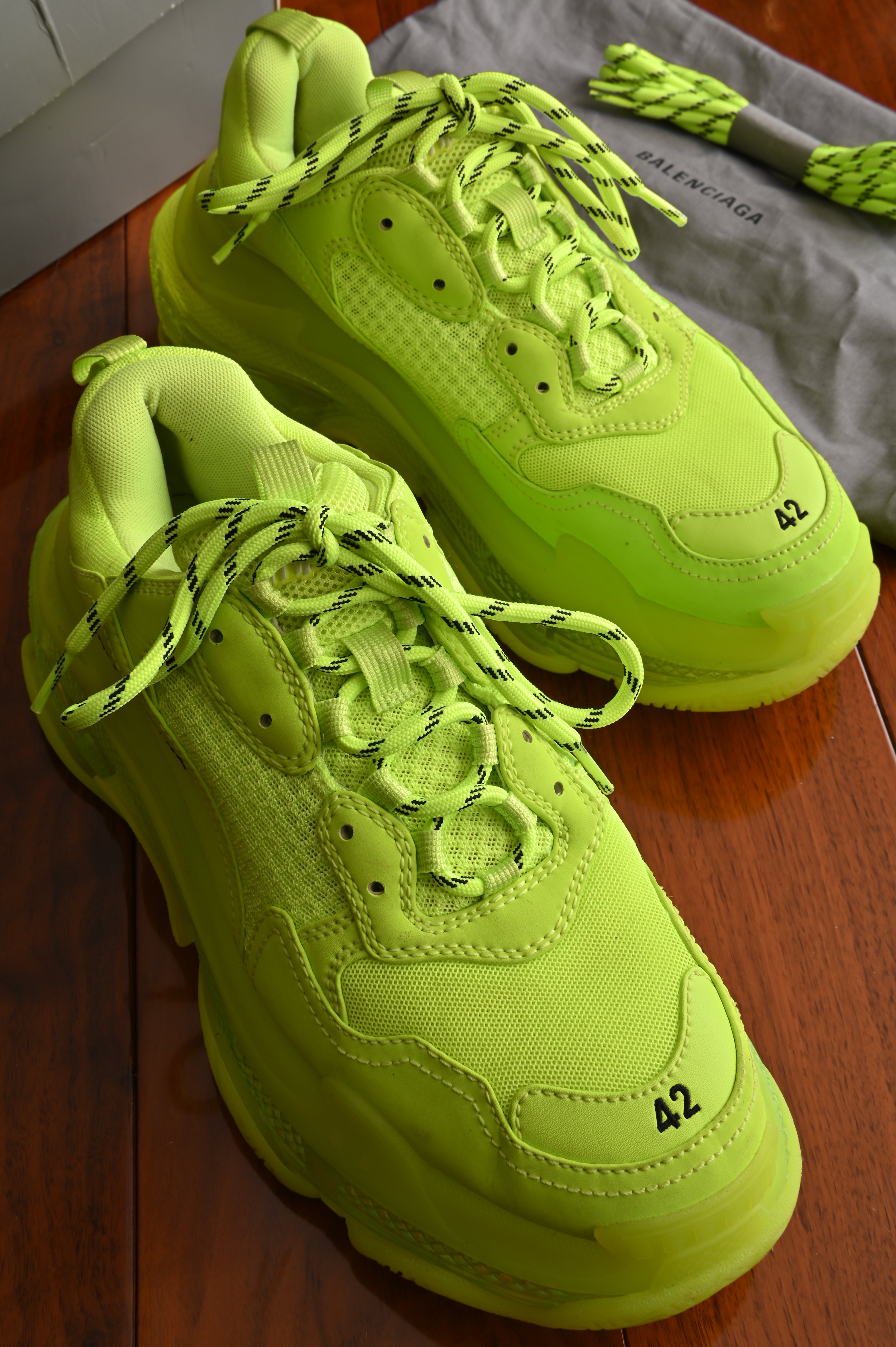 Balenciaga Fluo Yellow Triple S Sneakers front