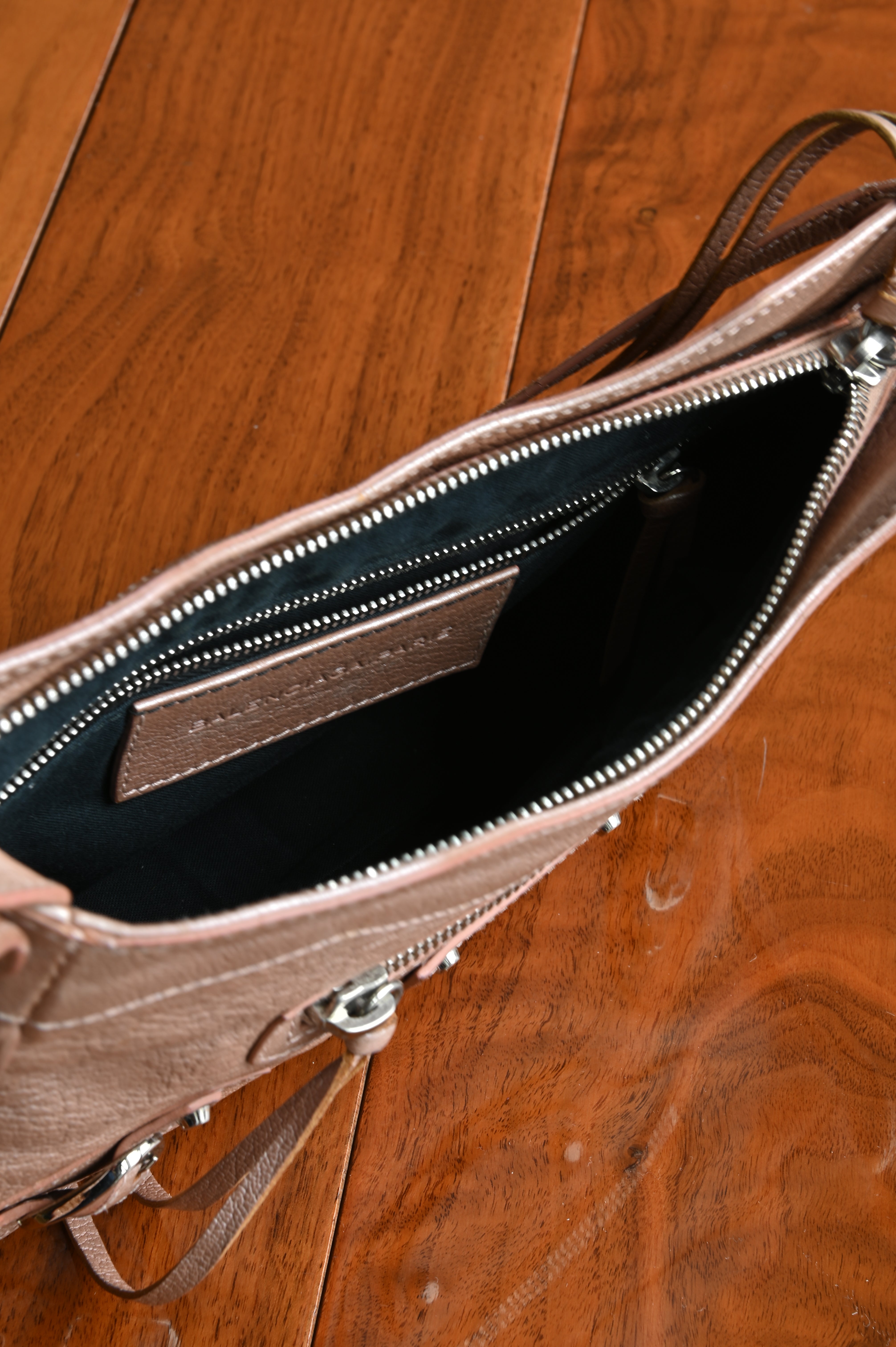 Balenciaga Pink Le City Moto Bag inside