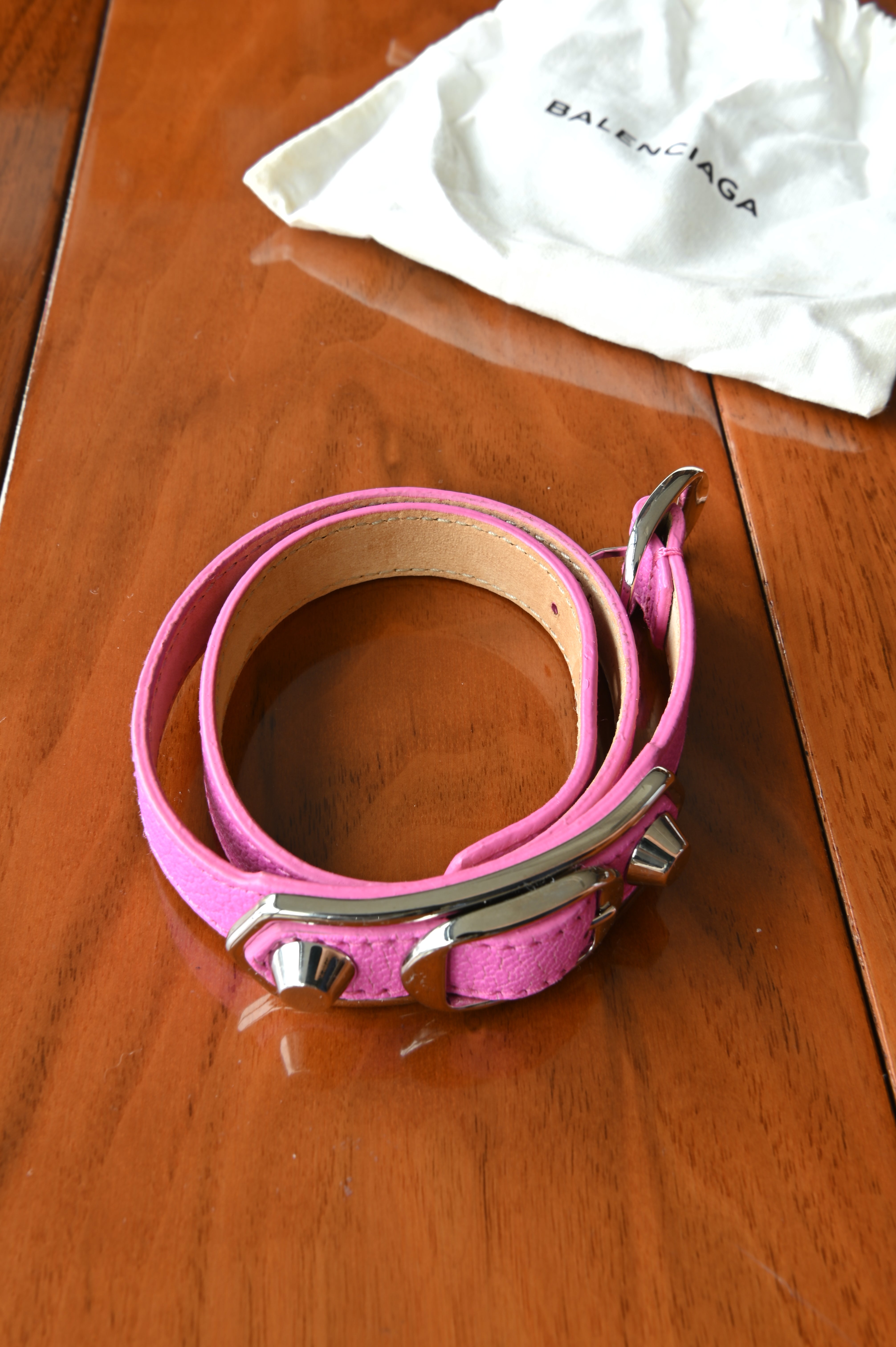 Balenciaga Pink Women's City Triple Bracelet angle