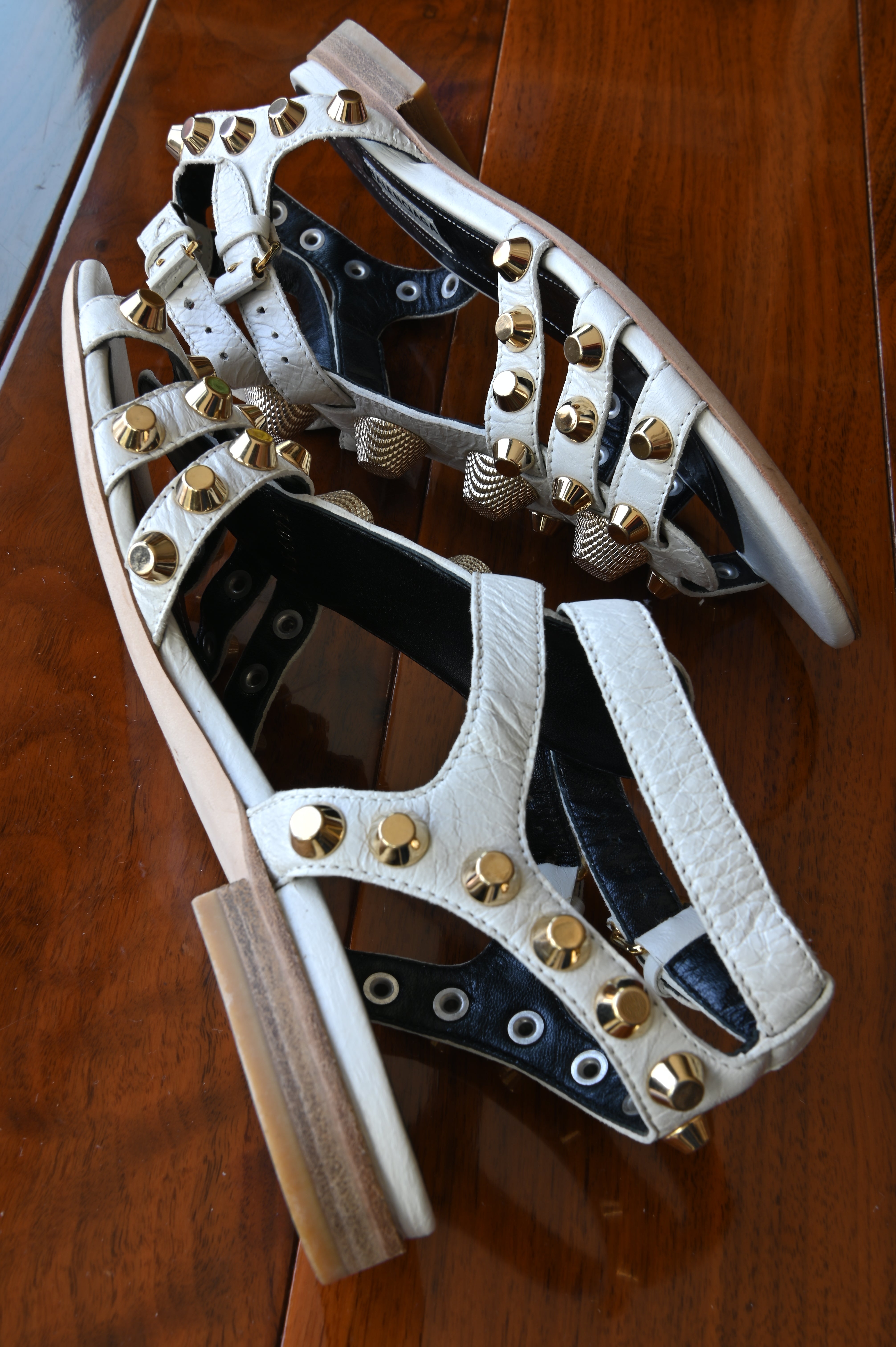 Balenciaga White Arena Gladiator Flats side two