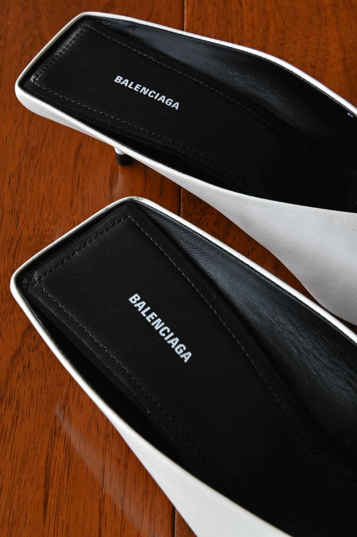 Balenciaga White BB Gold Logo Mules back