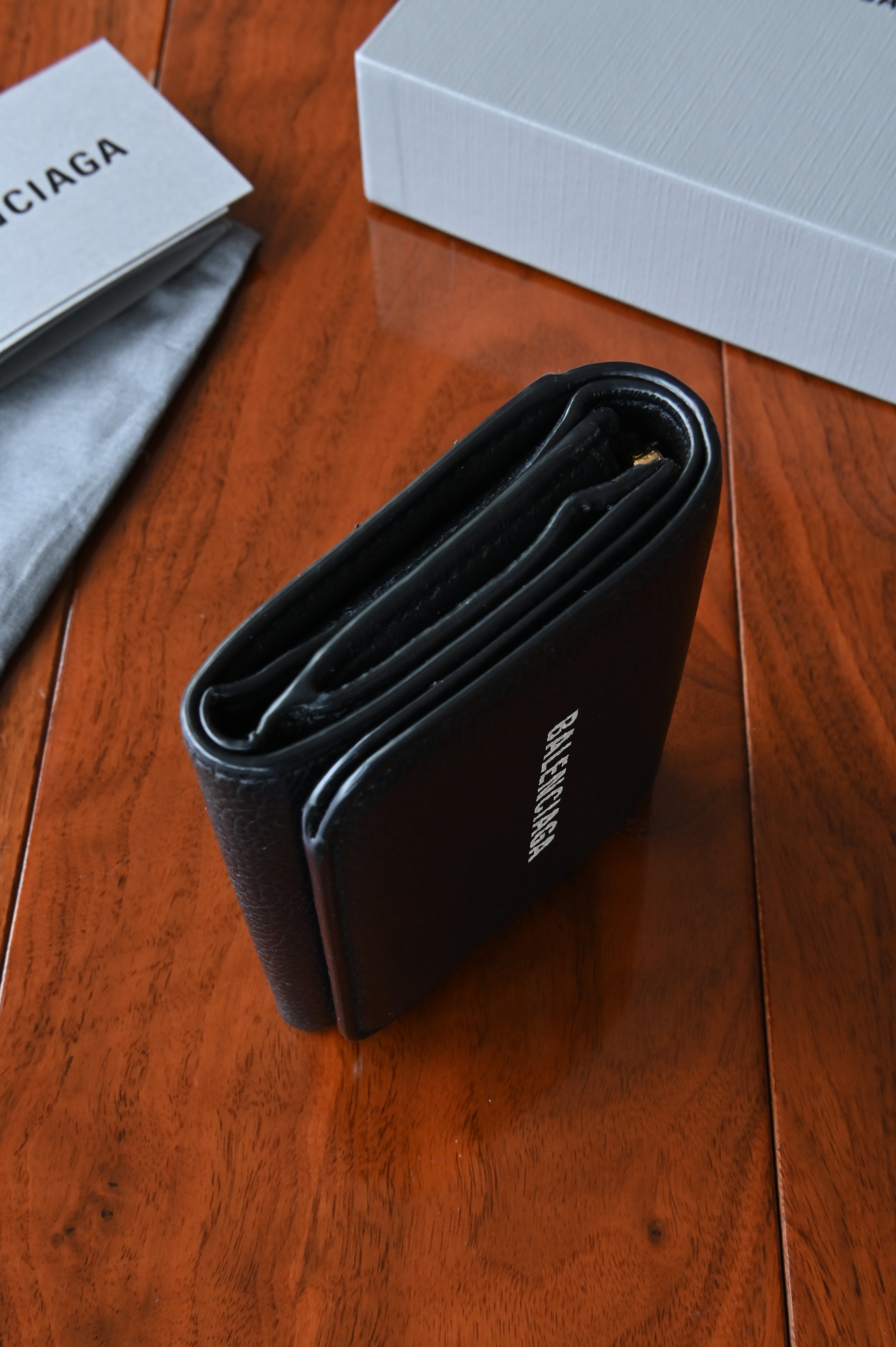 Balenciaga Women's Cash Mini Wallet in Black closed two