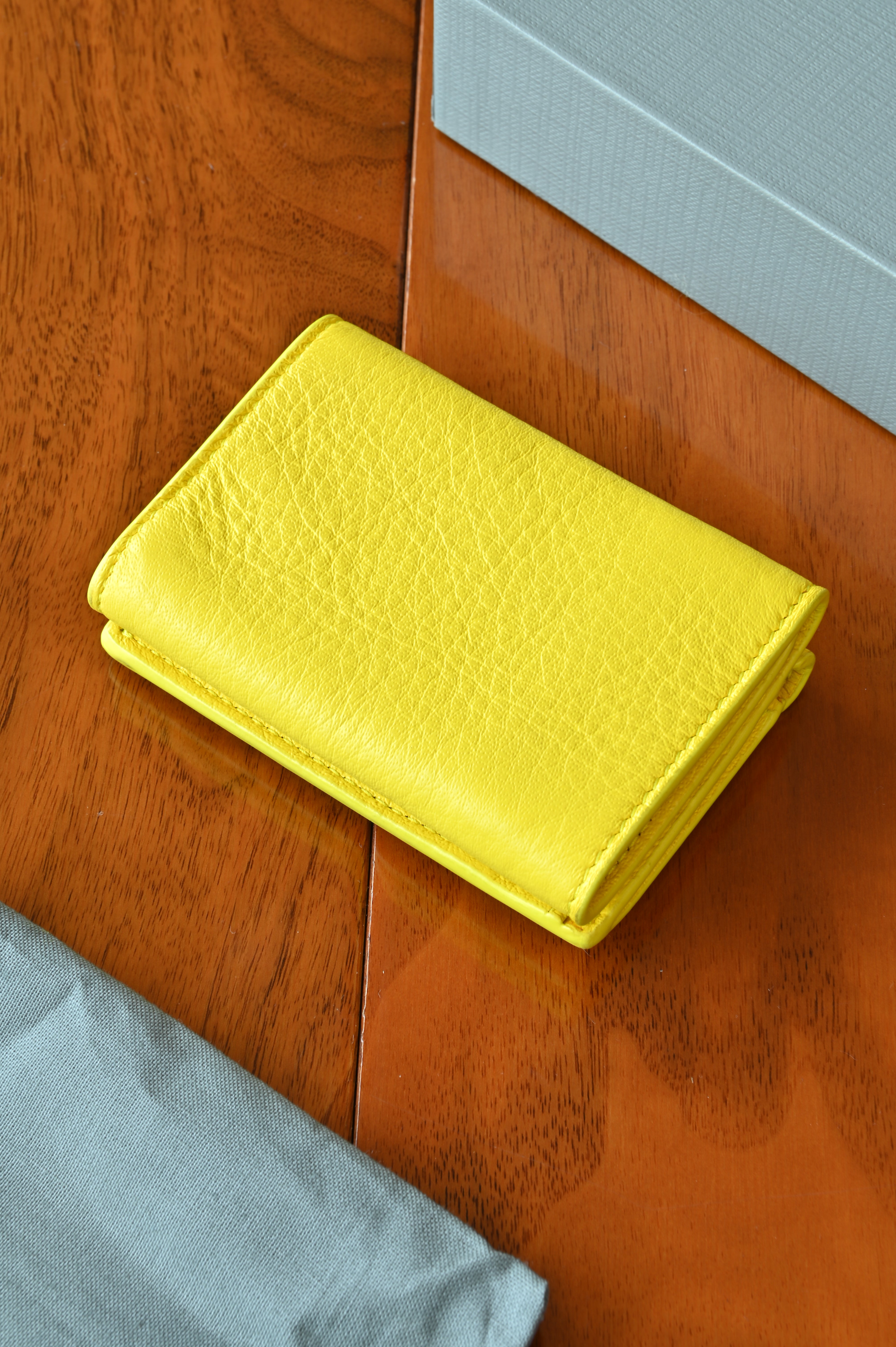Balenciaga Yellow Trifold Compact Wallet back
