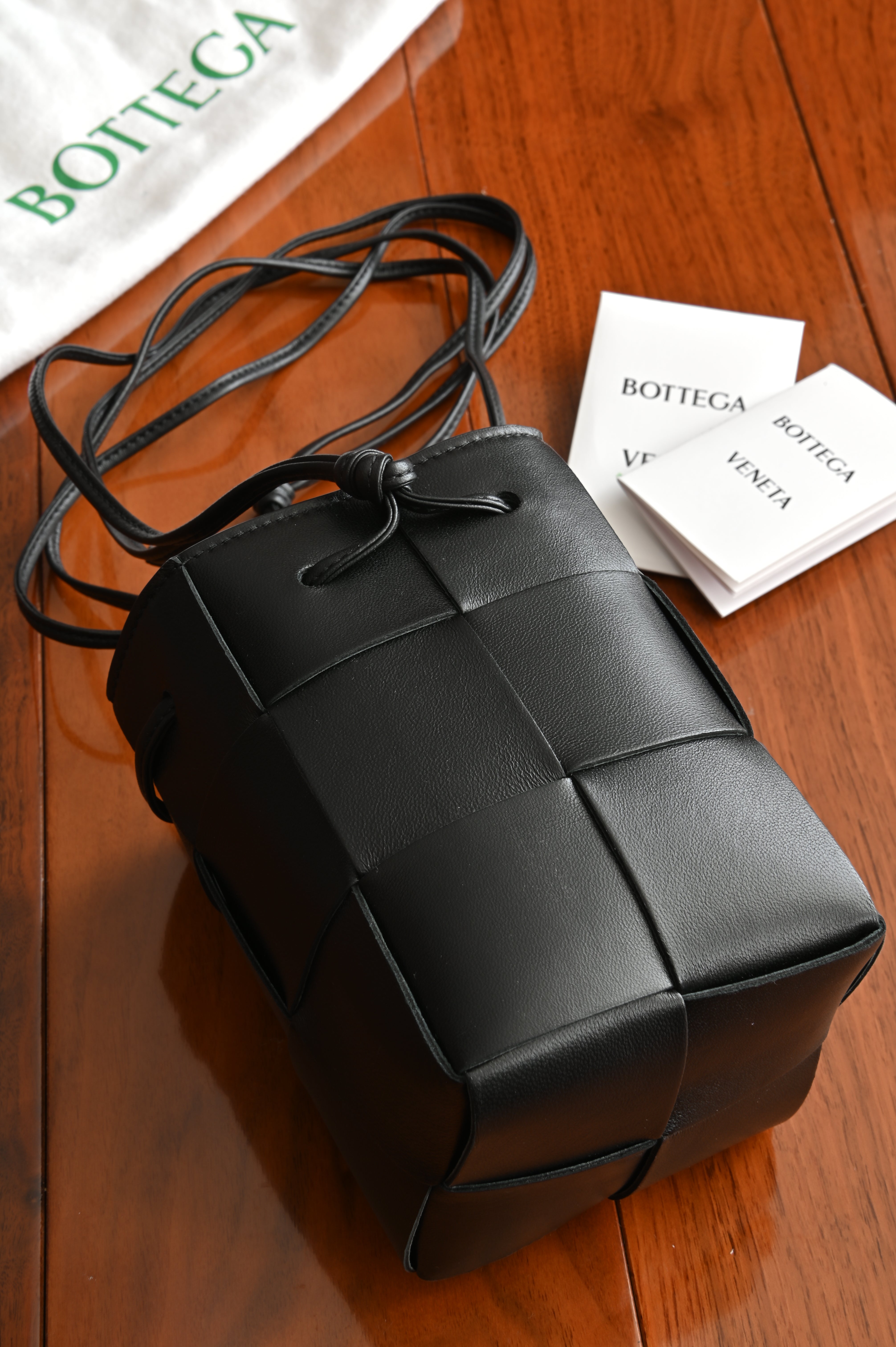 Bottega Veneta Black Mini Cassette Bucket Bag side