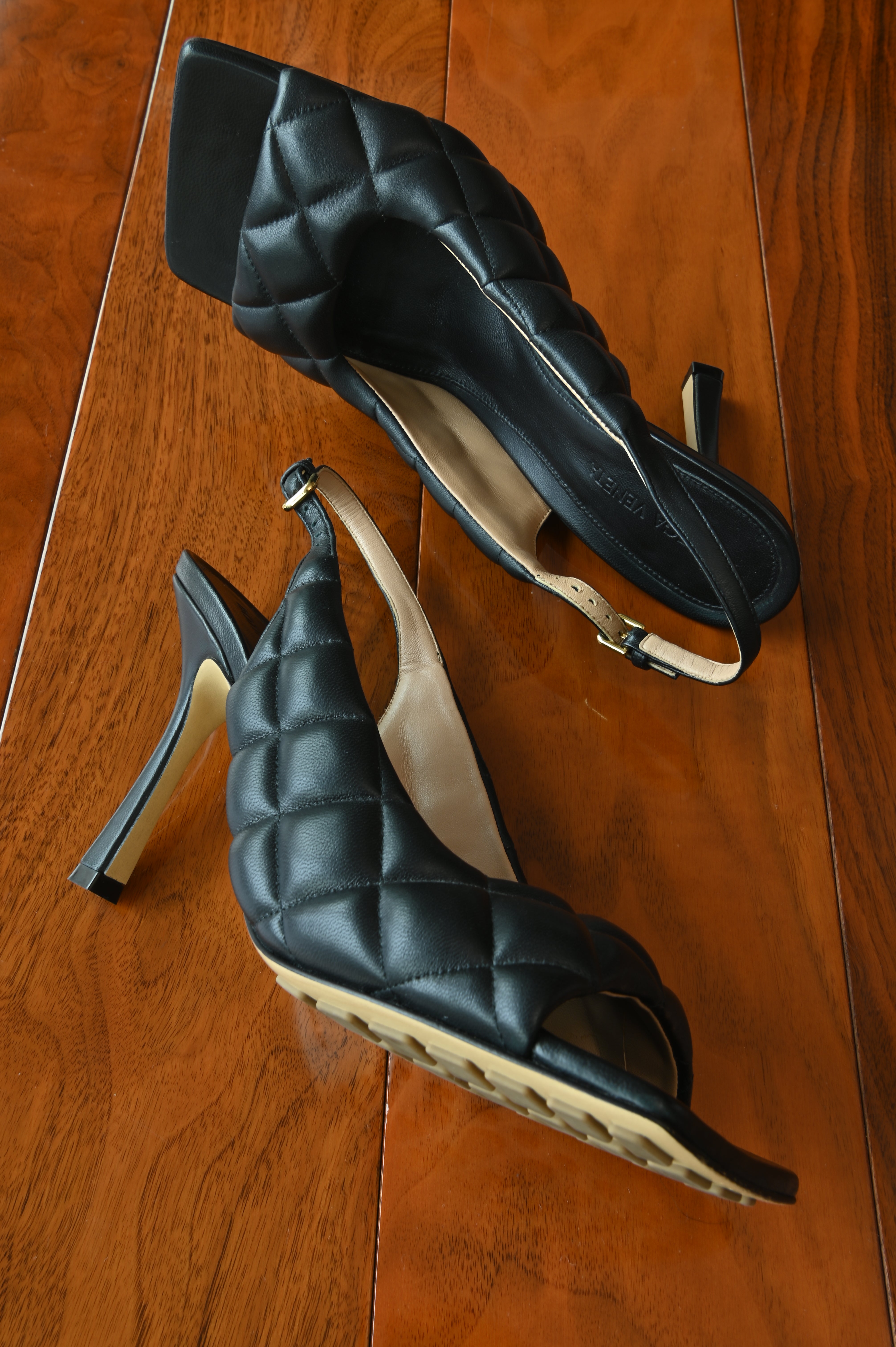 Bottega Veneta Black Quilted Lamb Heels side