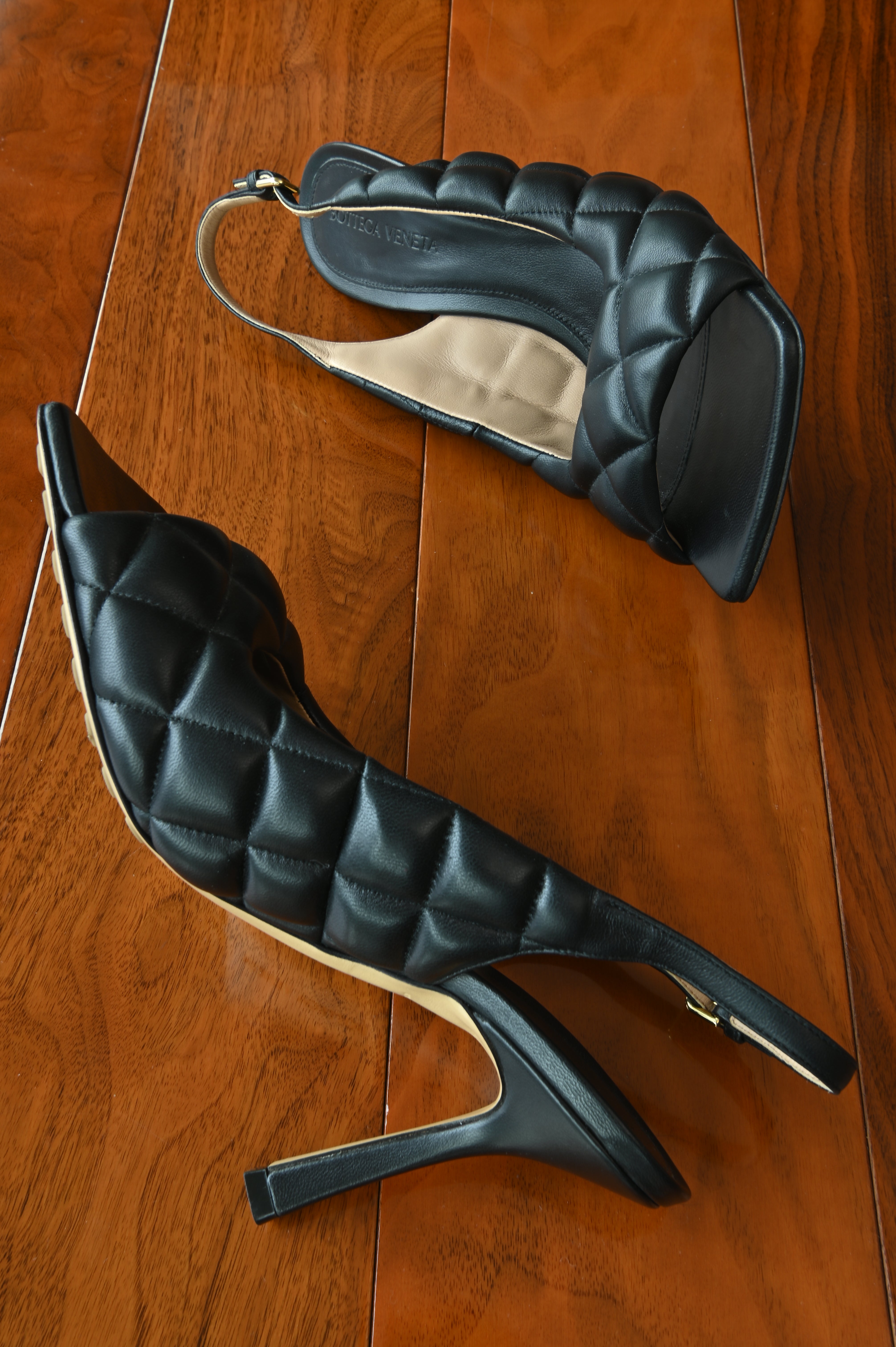 Bottega Veneta Black Quilted Lamb Heels side two