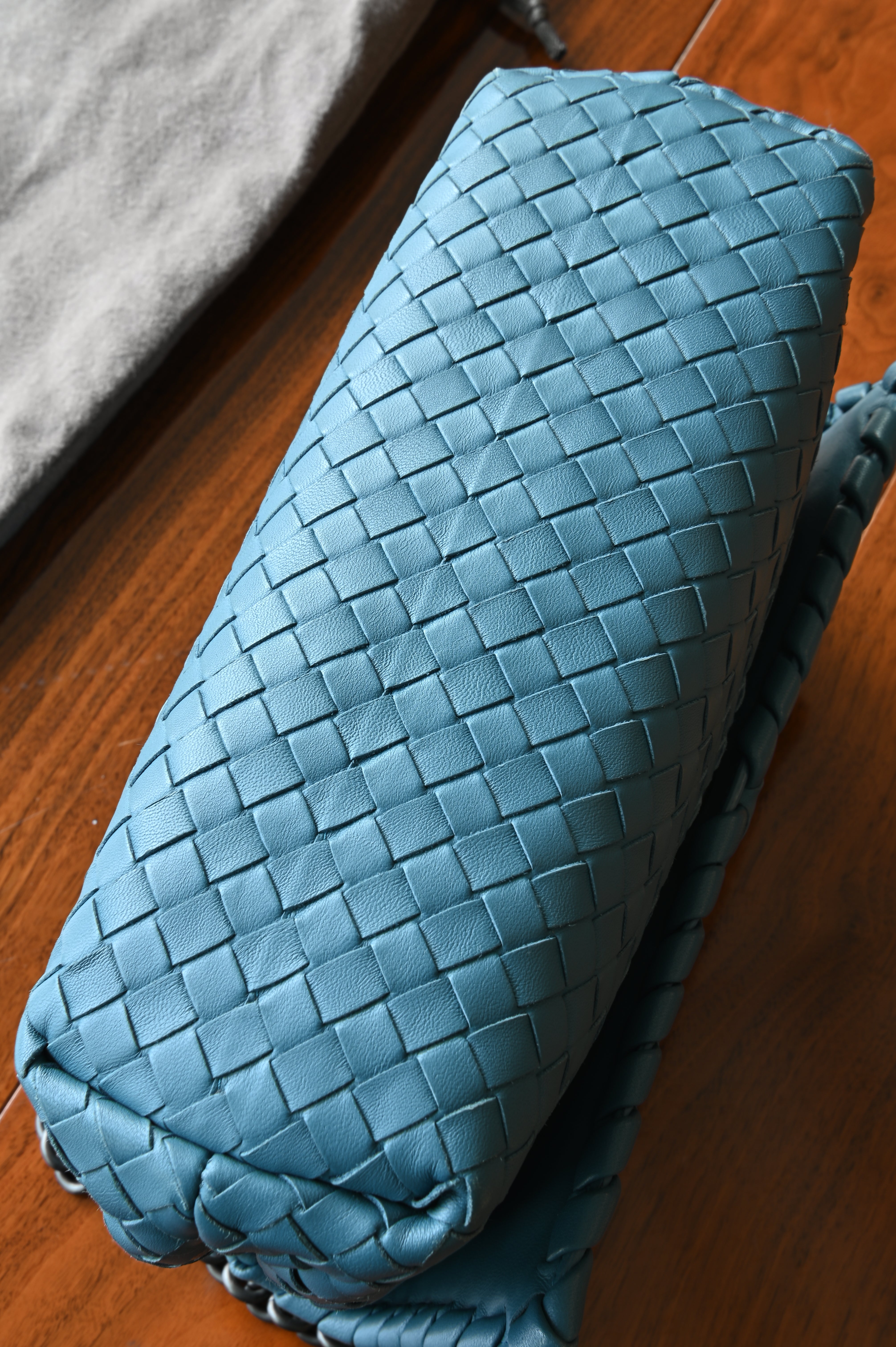 Bottega Veneta Blue Intrecciato Bag bottom