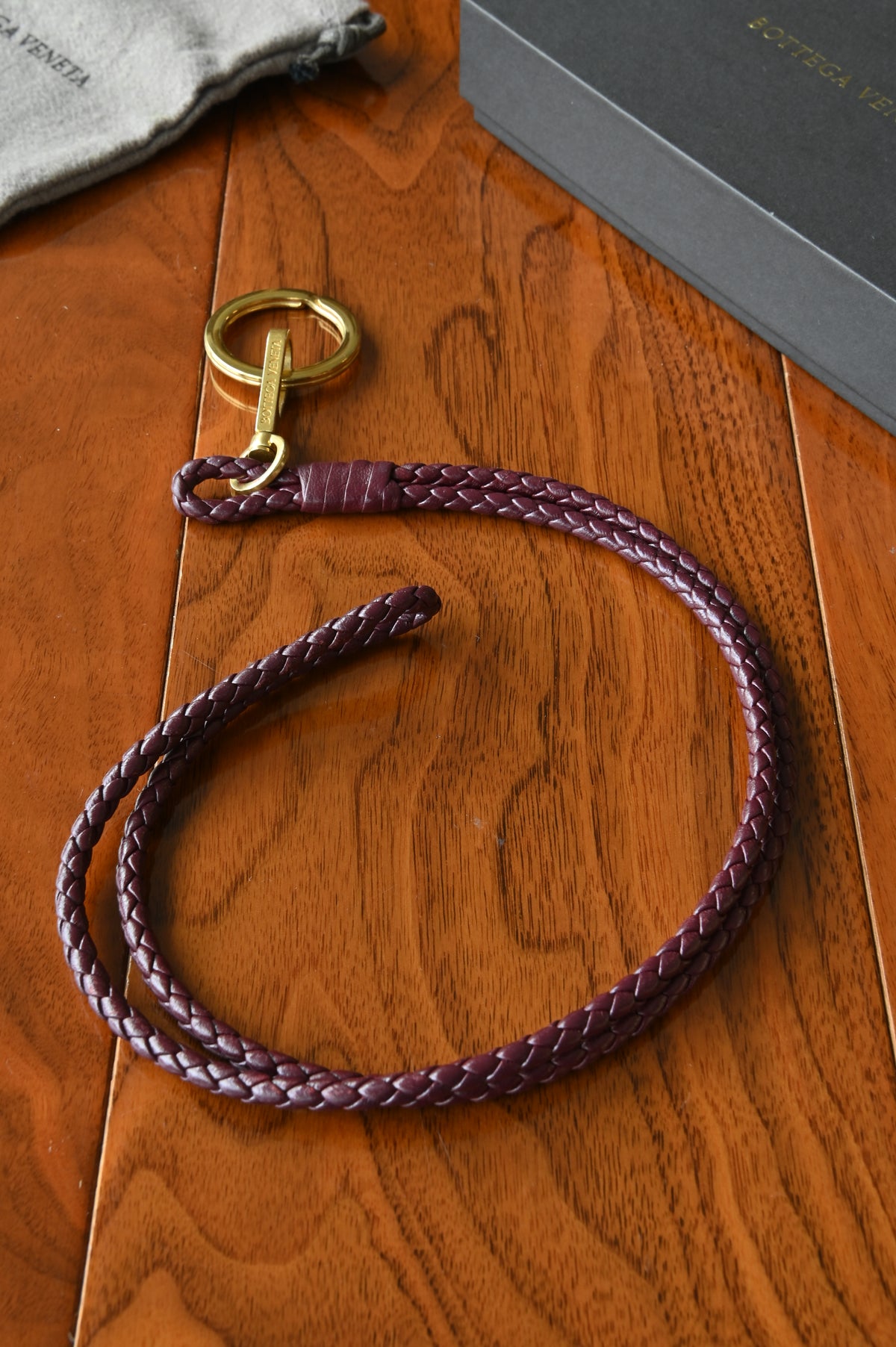 Bottega Veneta Burgundy Strap in Gold Hardware two