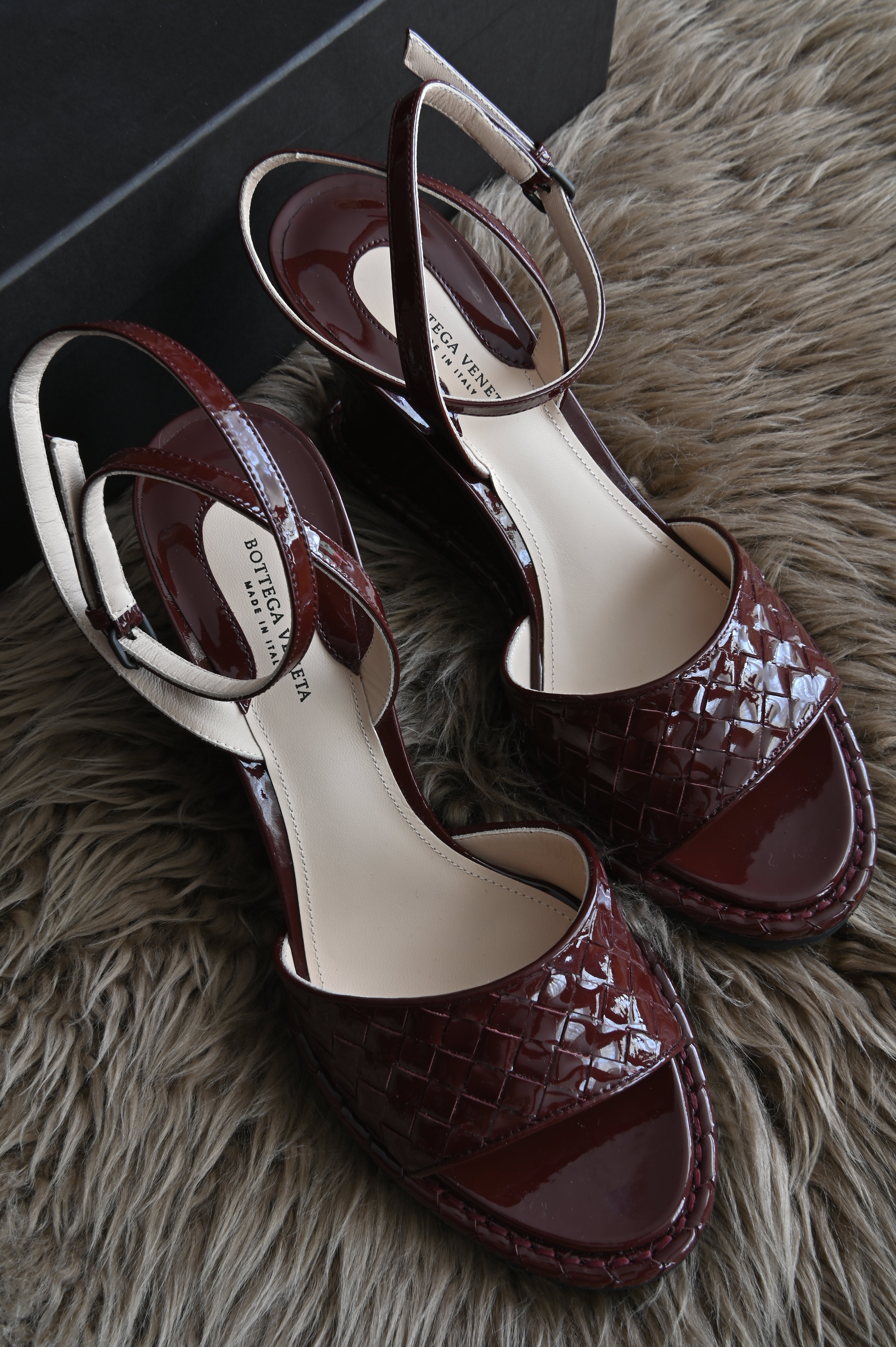 Bottega Veneta Dark Red Wedge Slingback front