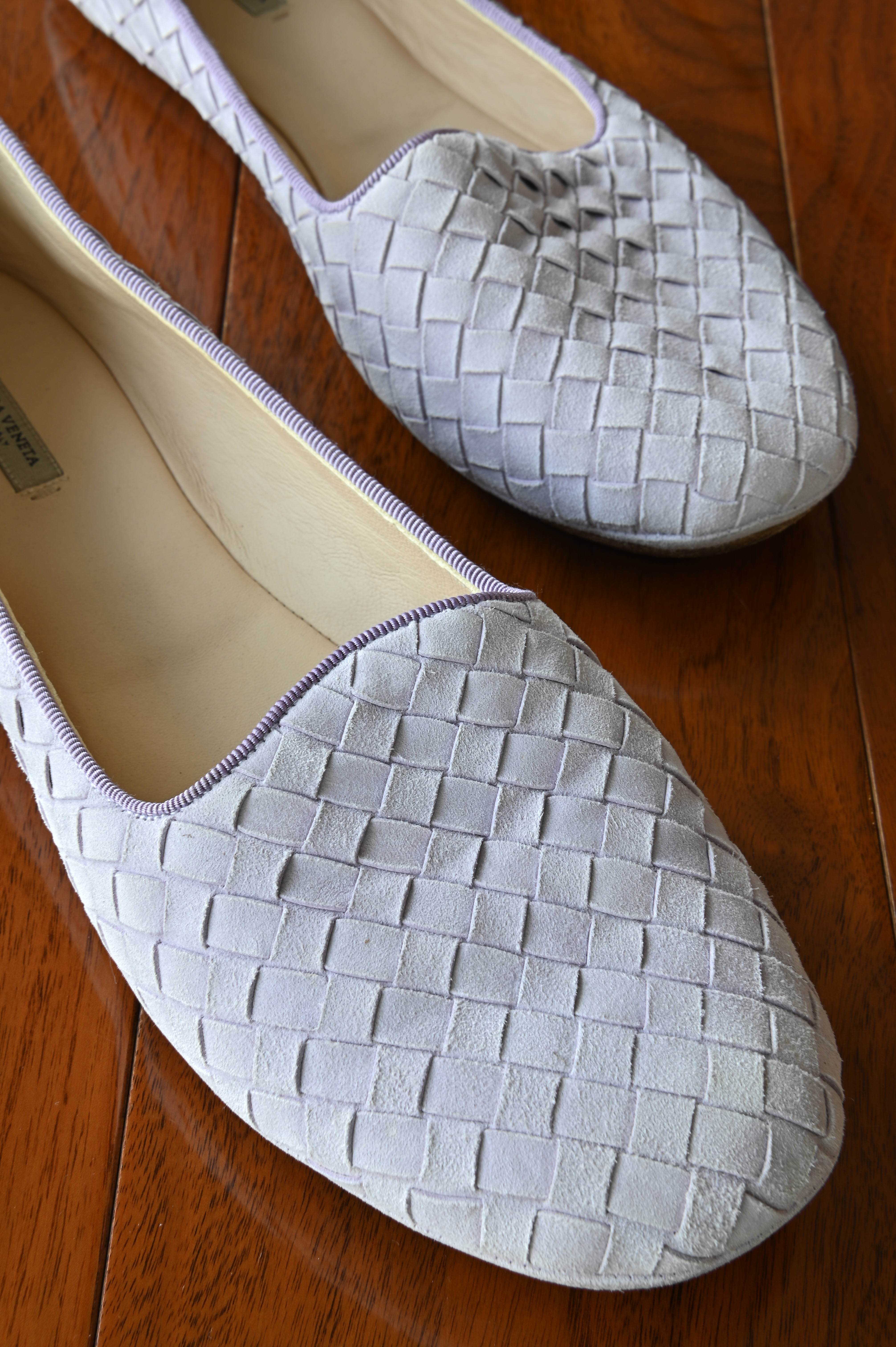 Bottega Veneta Lavender Woven Intrecciato Loafers front