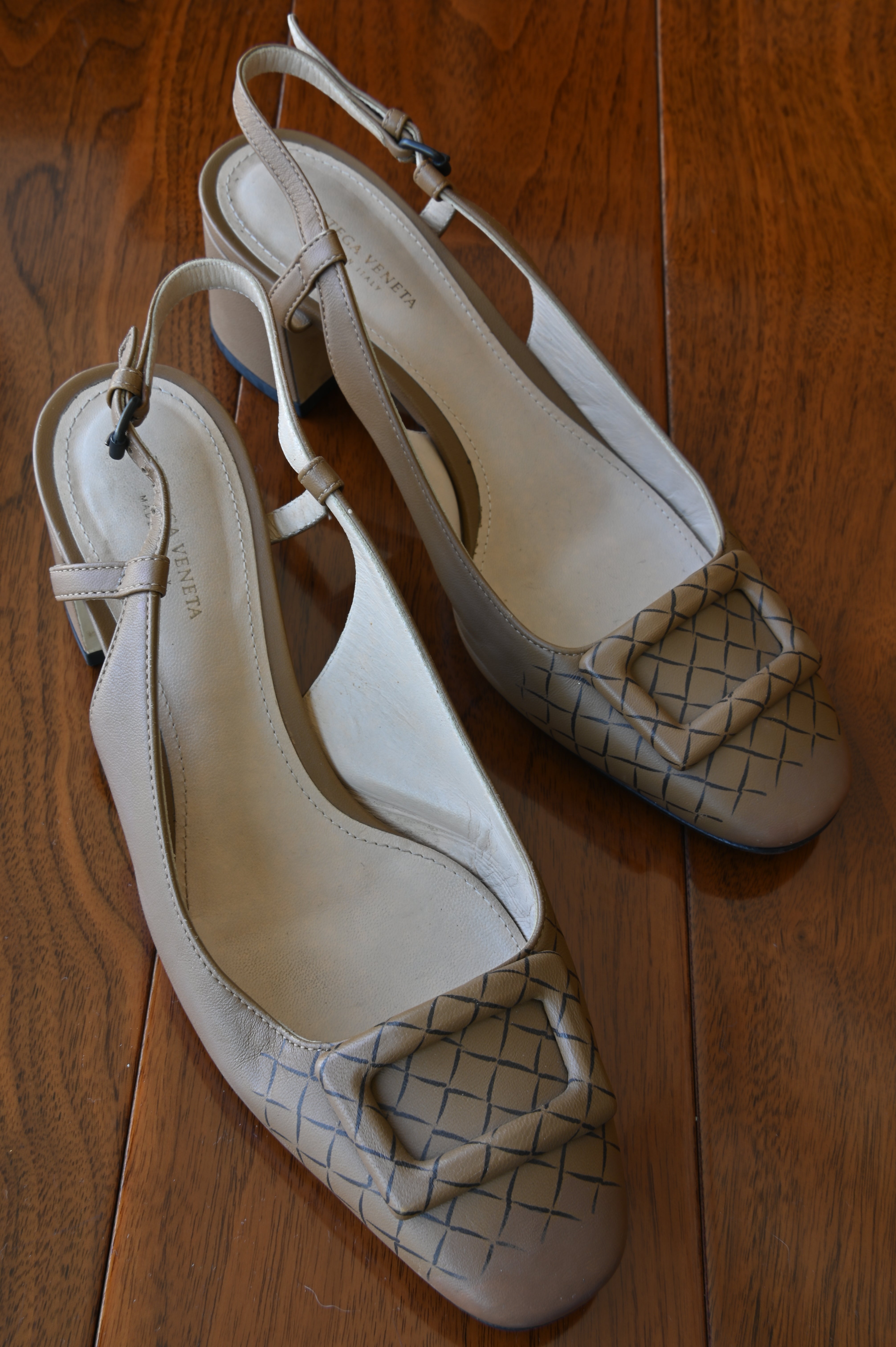 Bottega Veneta Light Brown Intrecciato Slingback Pumps