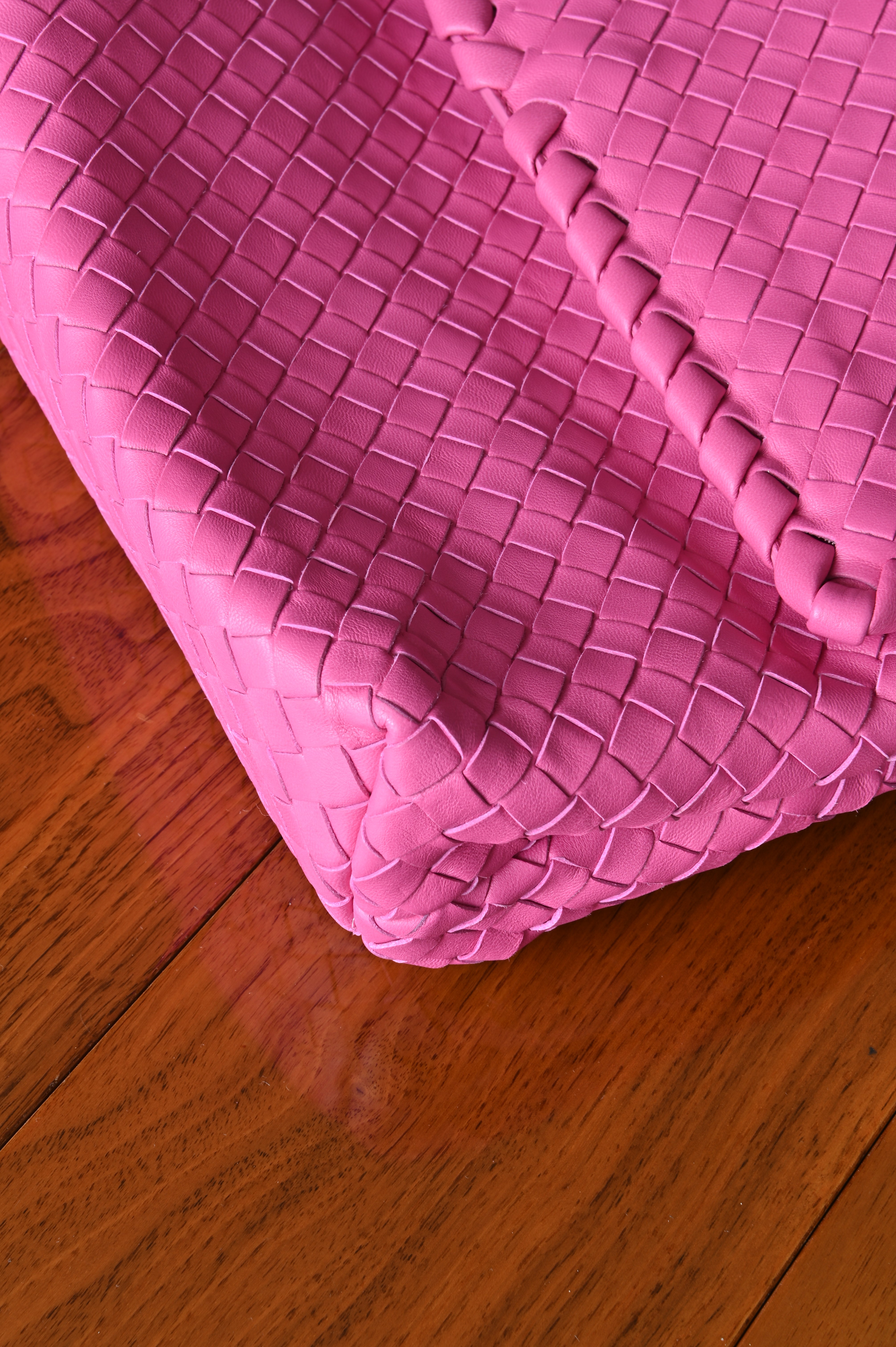 Bottega Veneta Pink Woven Shoulder Bag corner
