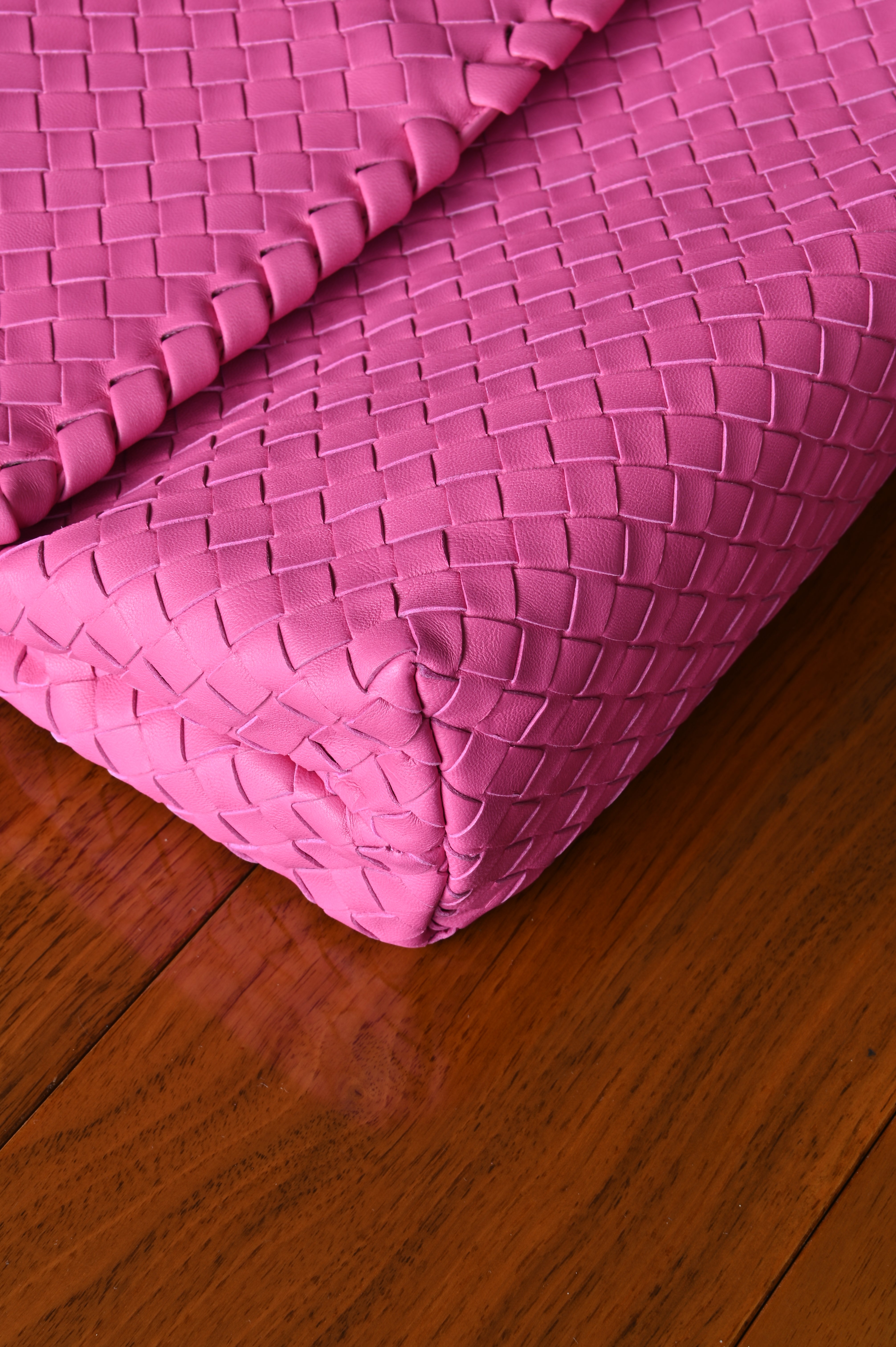 Bottega Veneta Pink Woven Shoulder Bag corner