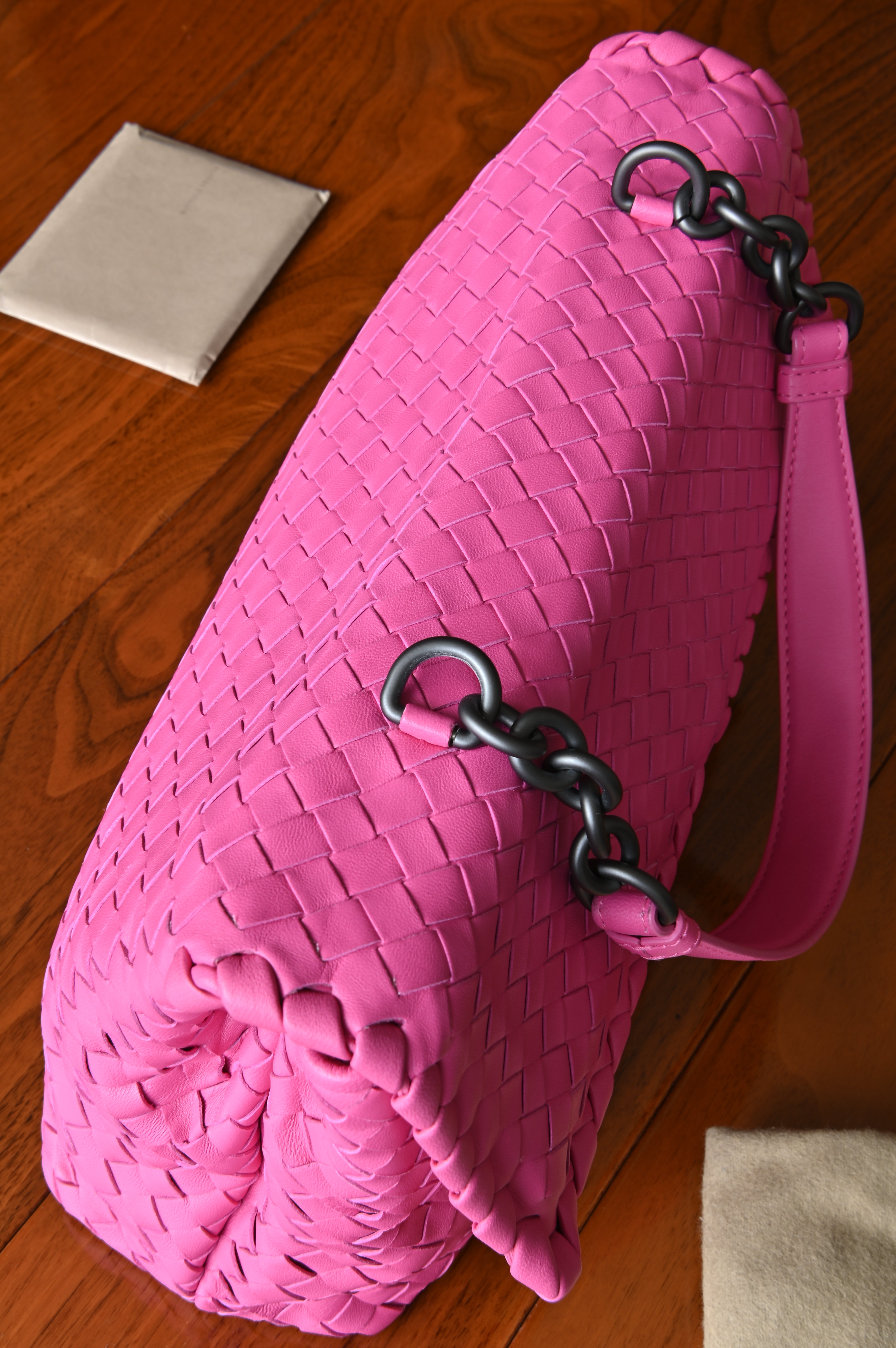 Bottega Veneta Pink Woven Shoulder Bag top