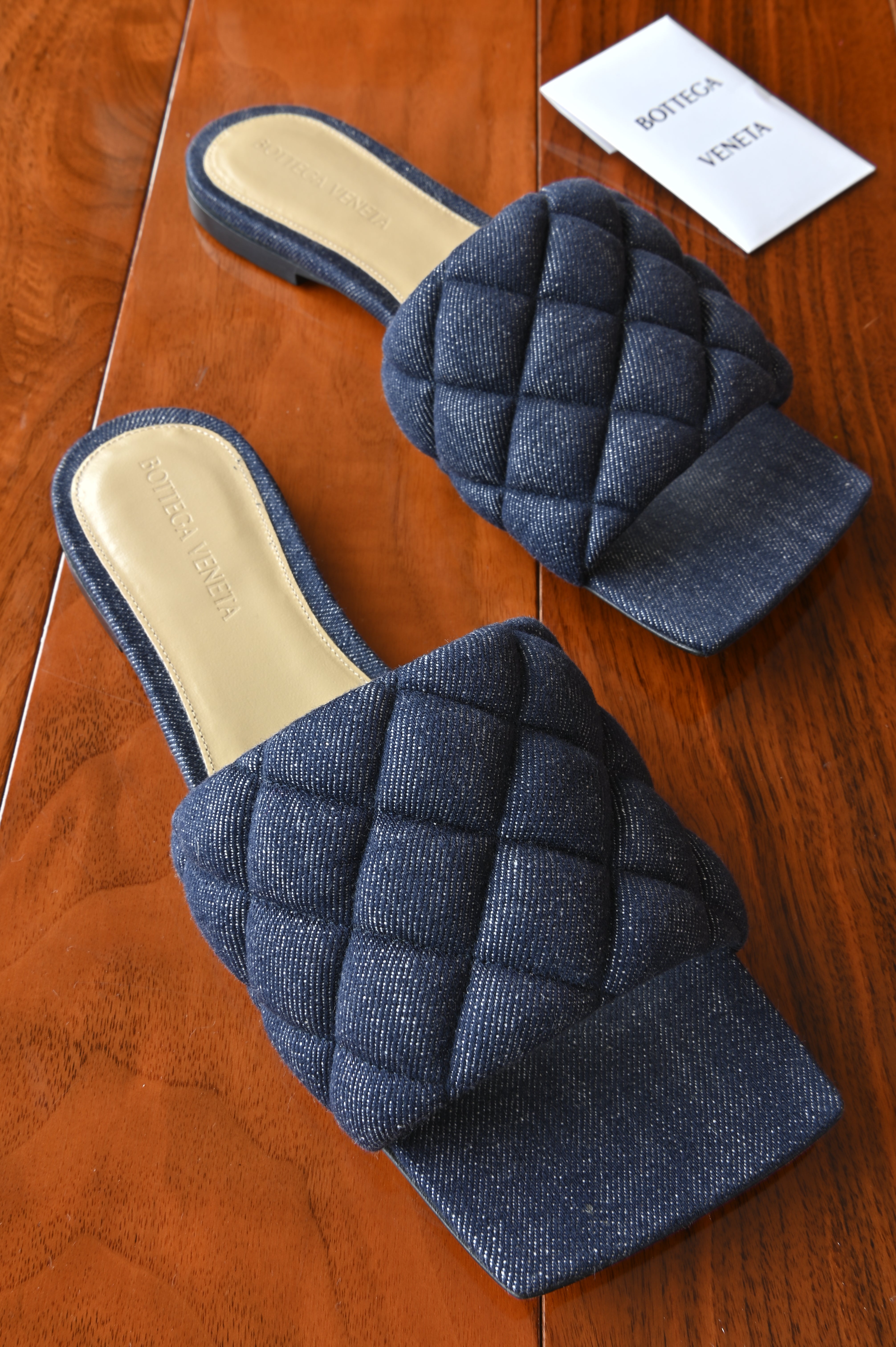 Bottega Veneta Royal Blue Quilted Flats