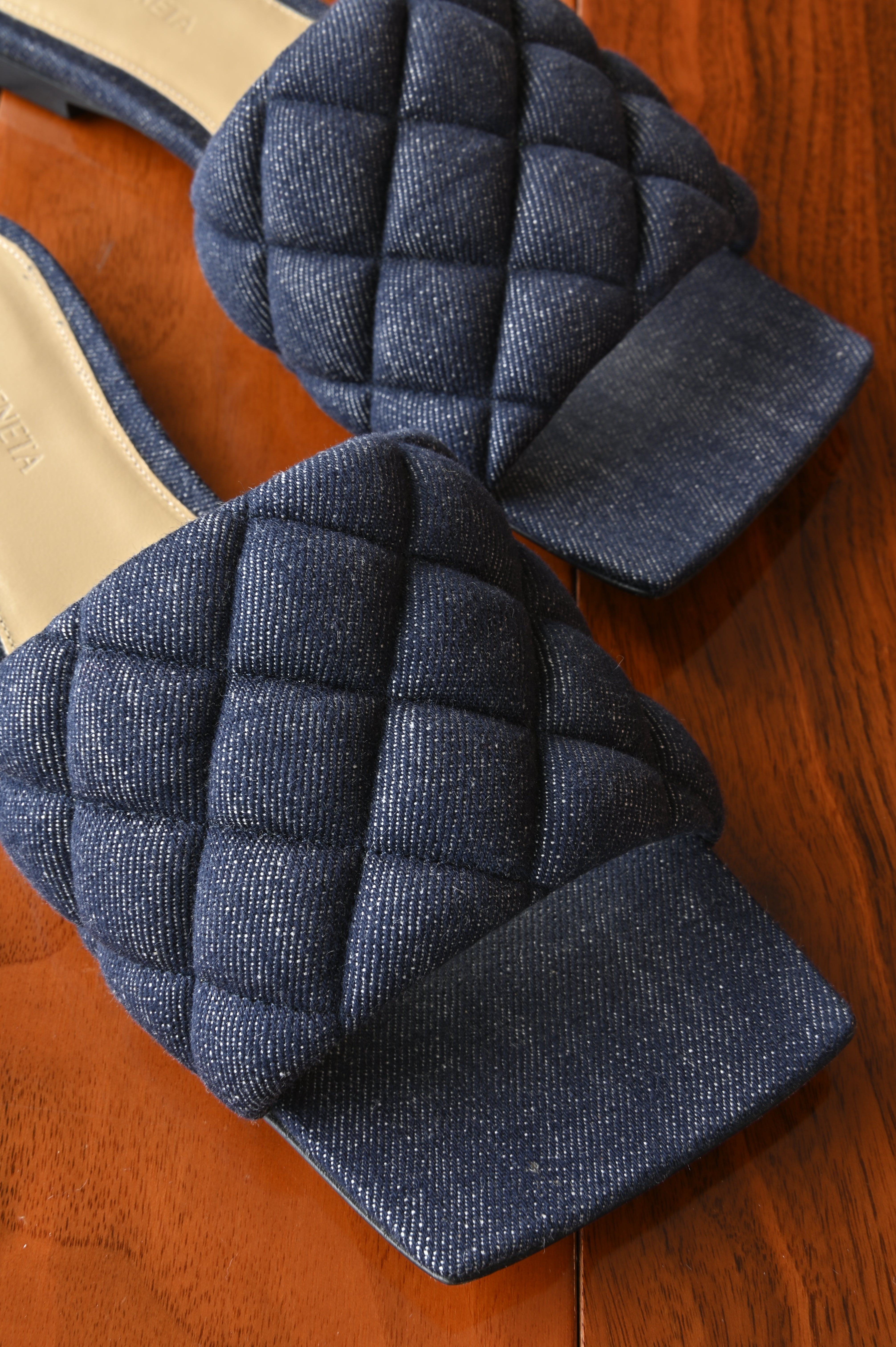 Bottega Veneta Royal Blue Quilted Flats front