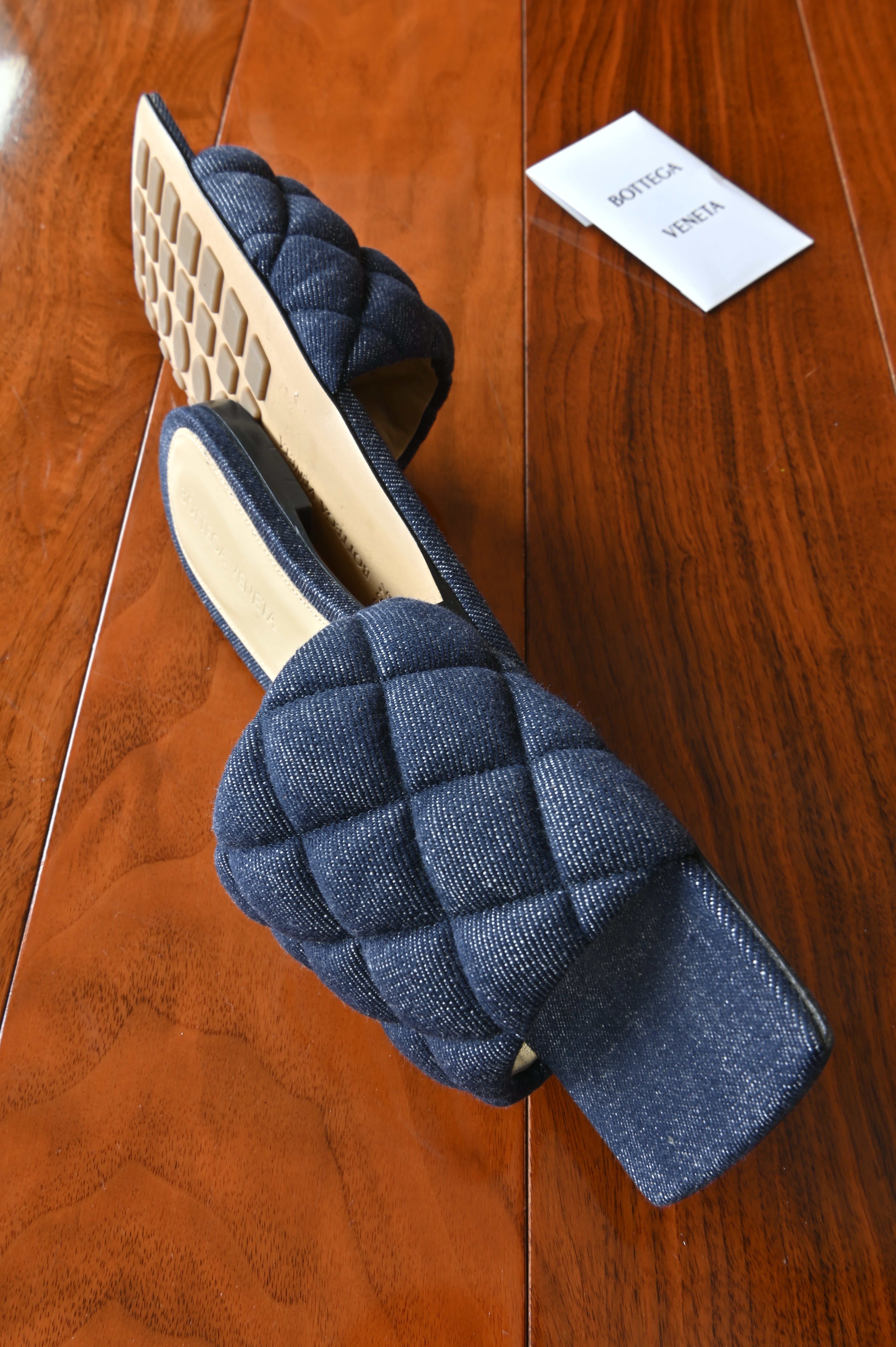 Bottega Veneta Royal Blue Quilted Flats side