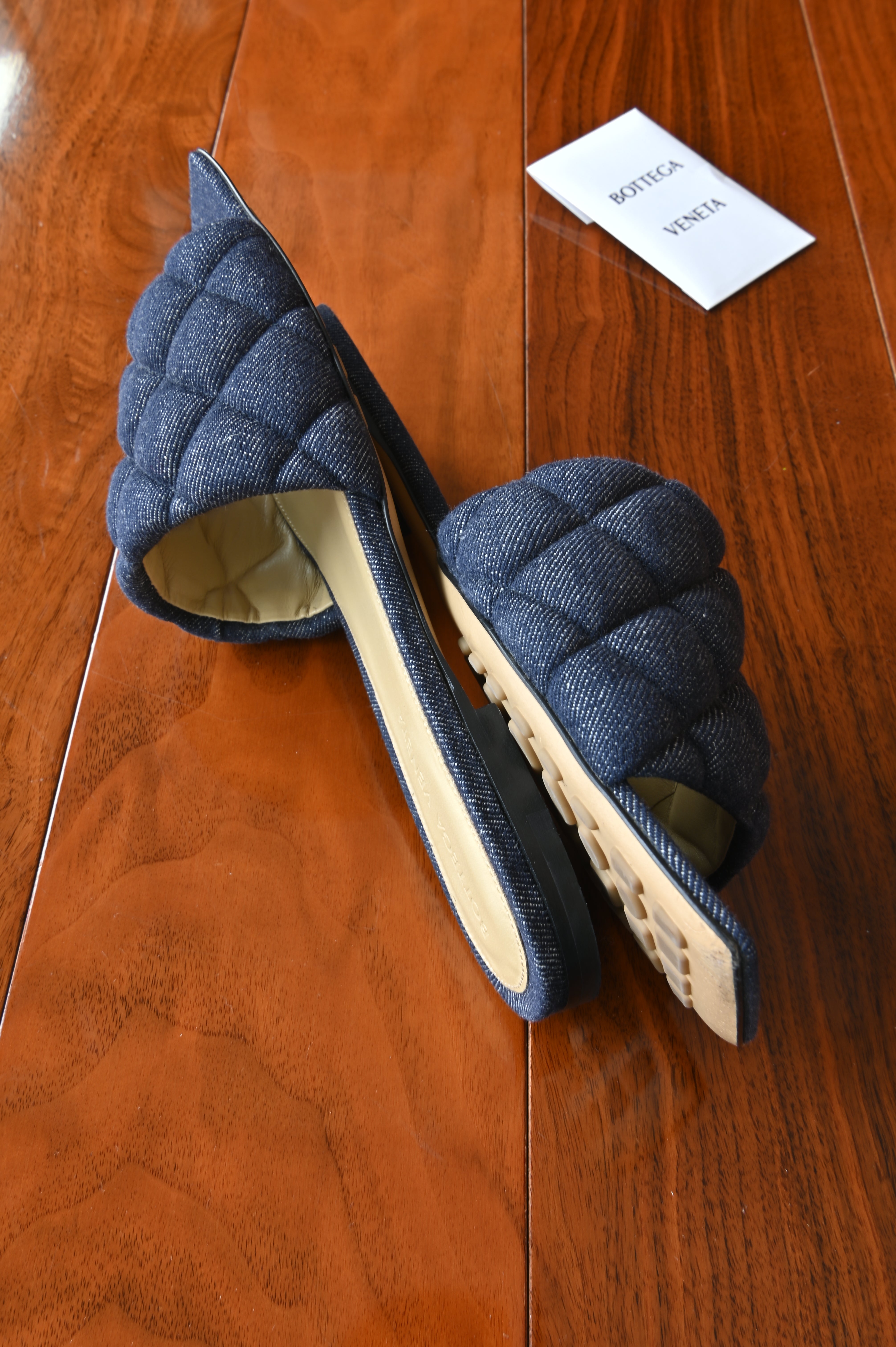 Bottega Veneta Royal Blue Quilted Flats side two