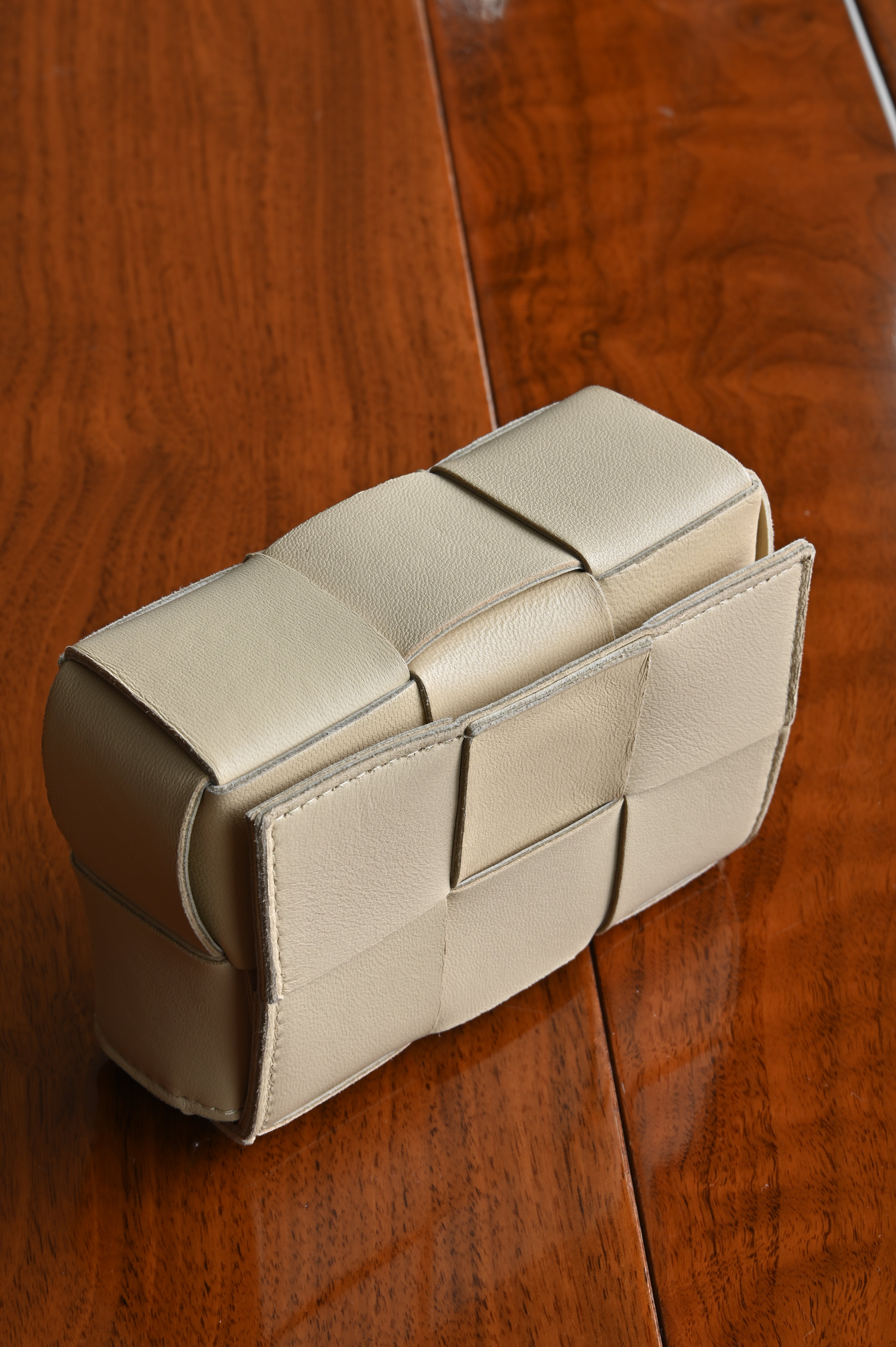 Bottega Veneta White Cassette Bag bottom angle