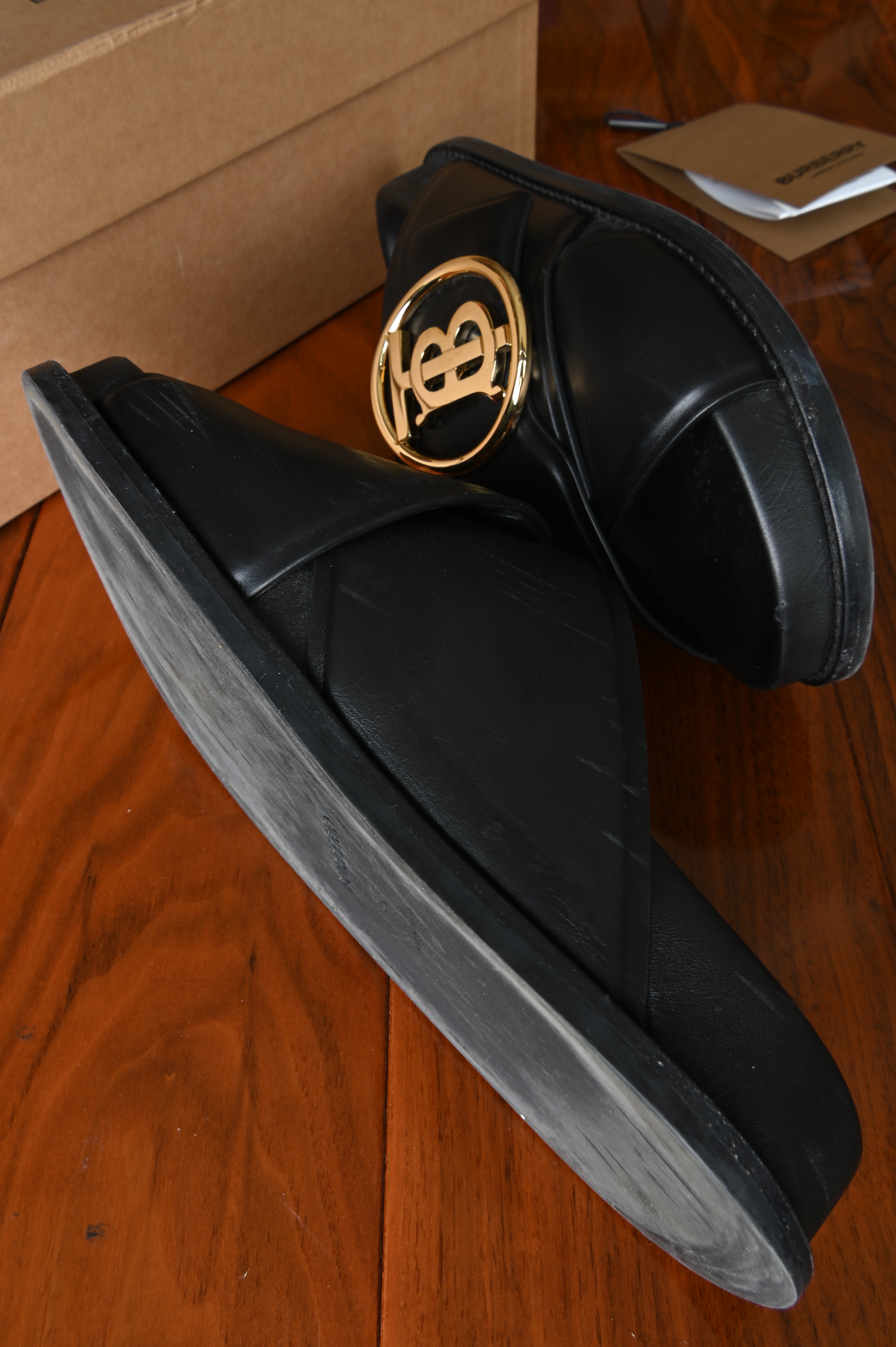 Burberry Black Leather Slides side two