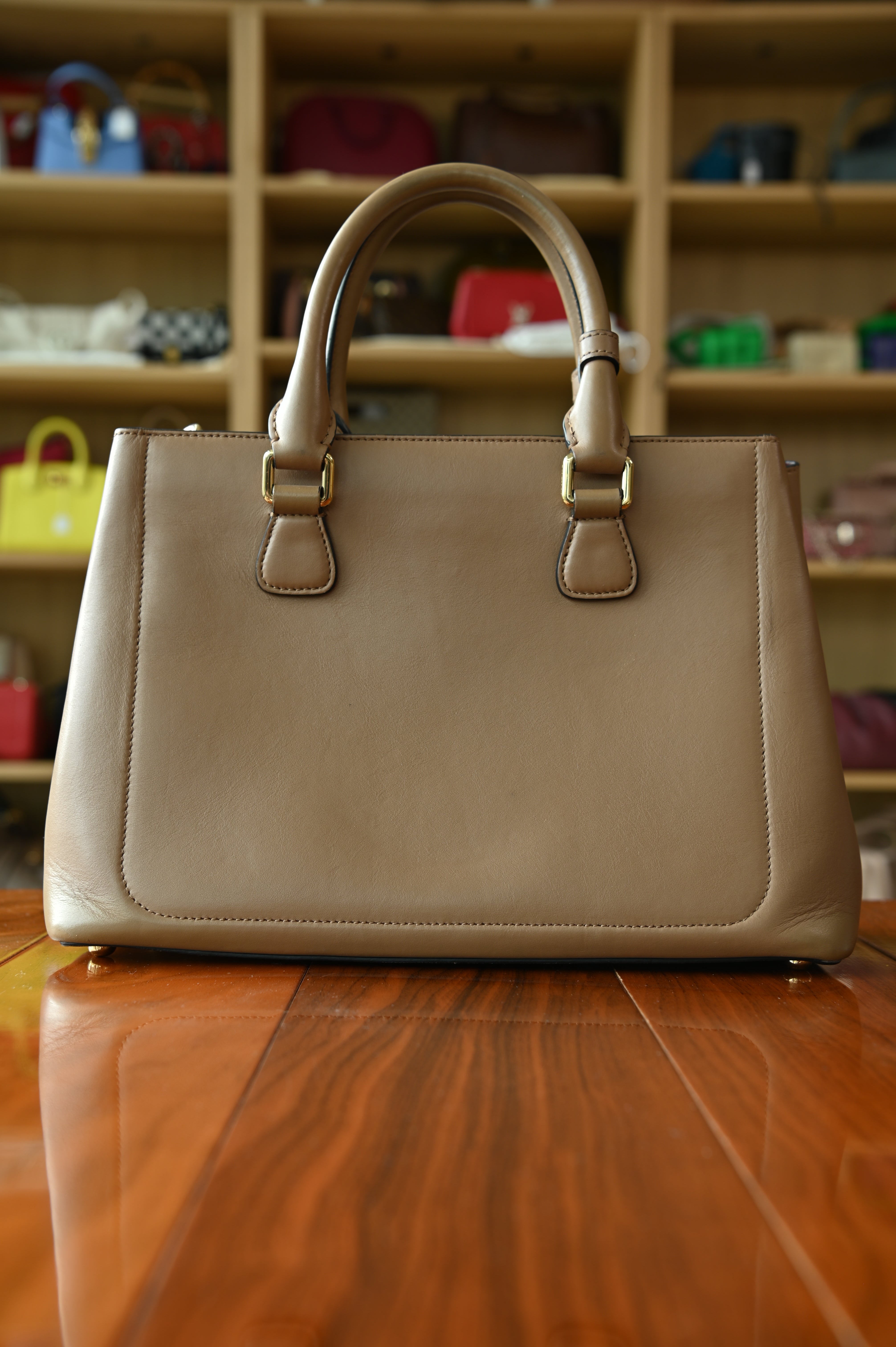 Burberry Mocca Medium Tote Handle Bag back