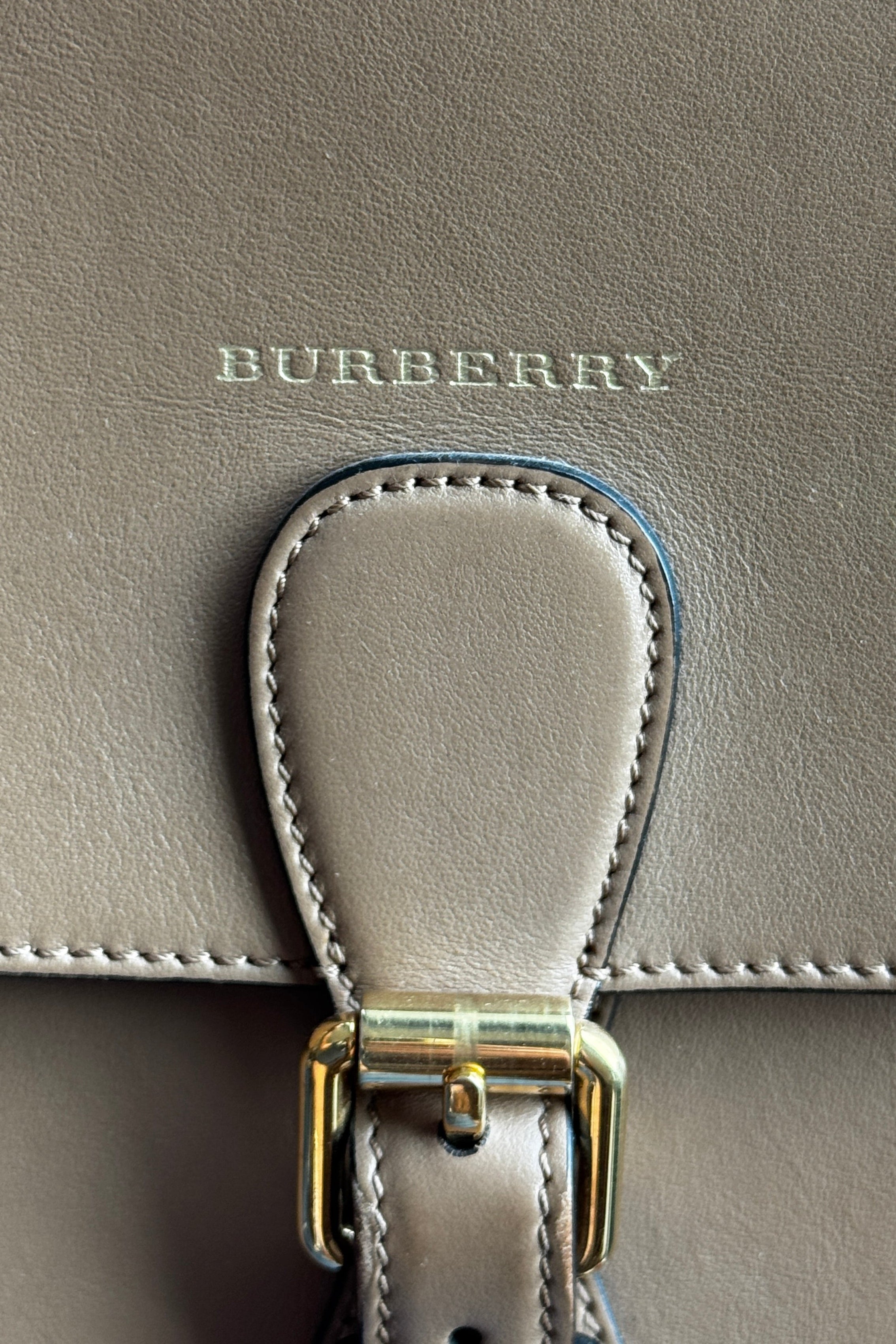 Burberry Mocca Medium Tote Handle Bag logo
