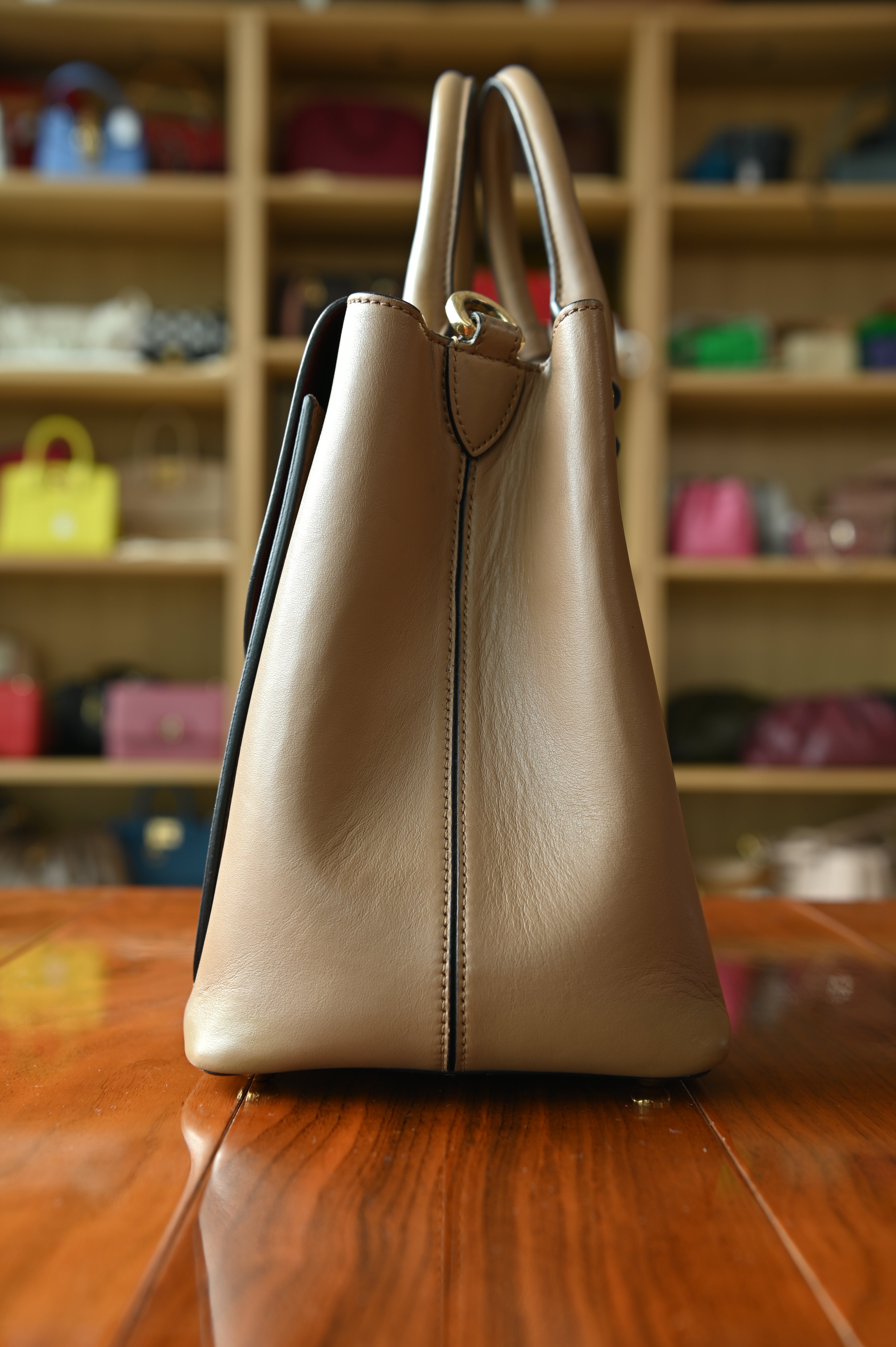 Burberry Mocca Medium Tote Handle Bag side