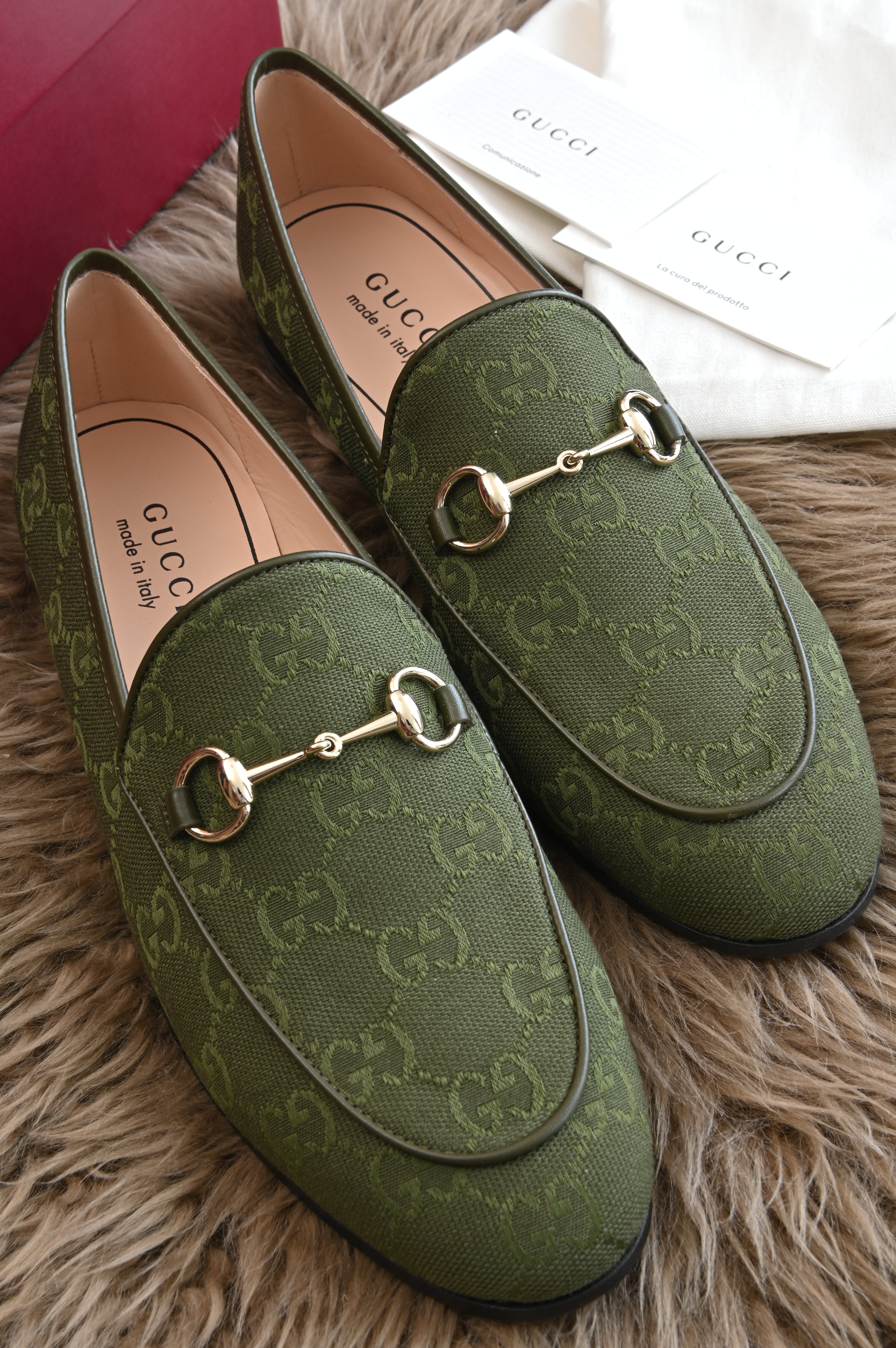 Gucci GG horsebit Jordaan Loafers in green Canvas