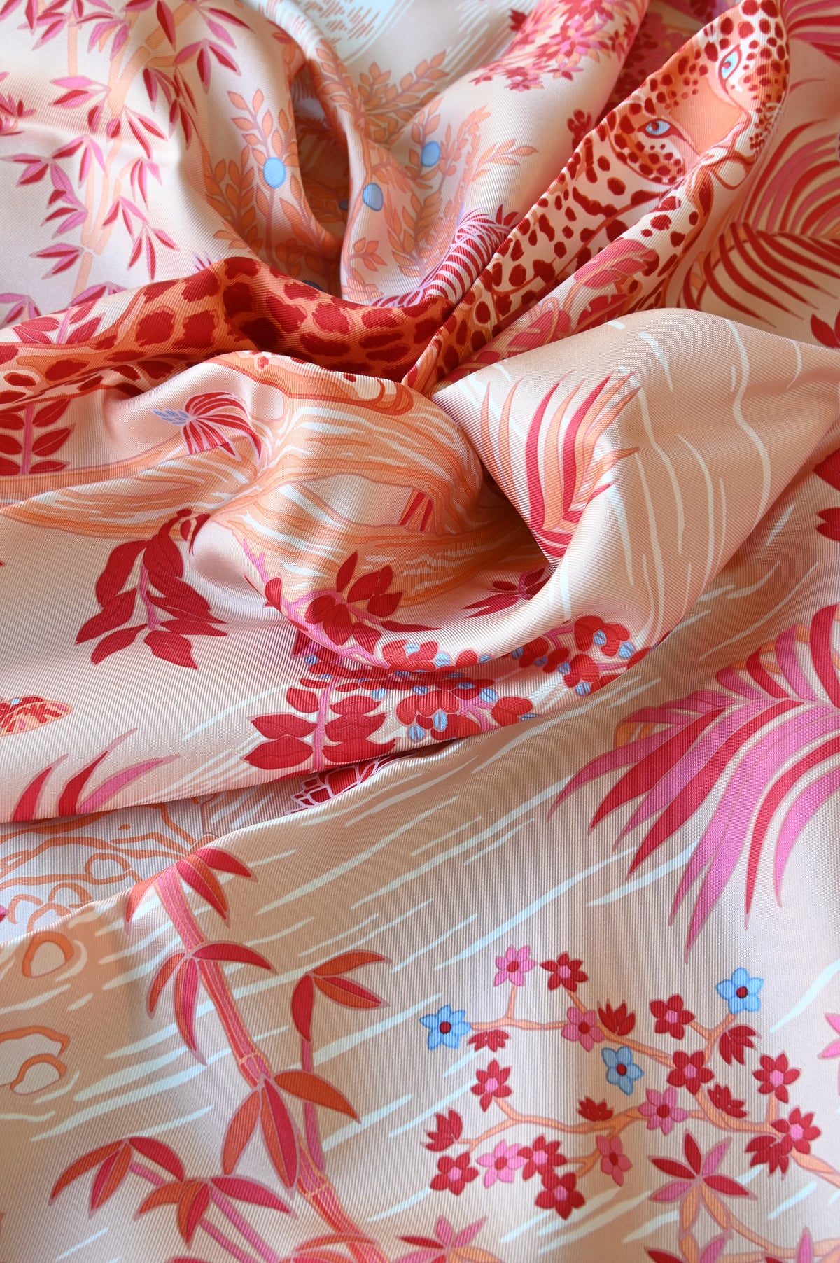 Cartier Pink Leopard Silk Scarf angle