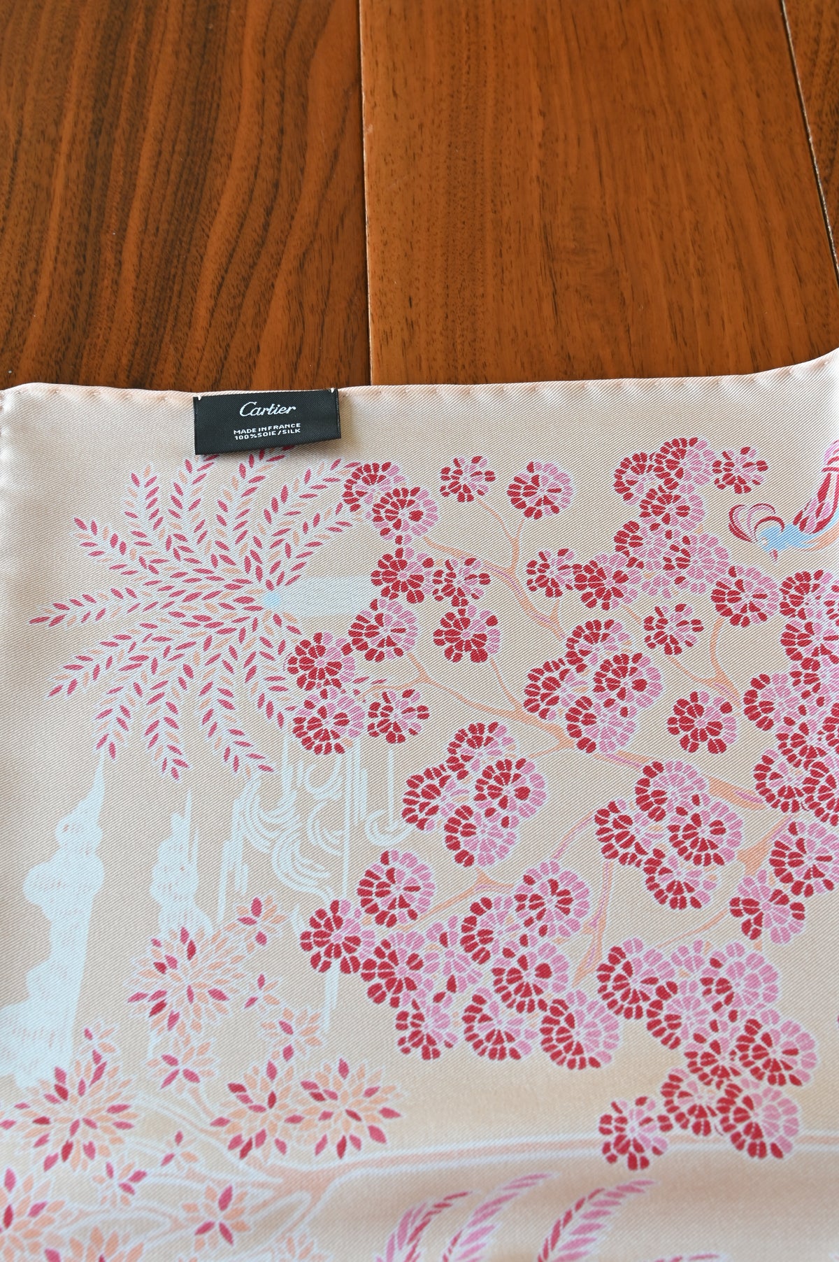 Cartier Pink Leopard Silk Scarf logo