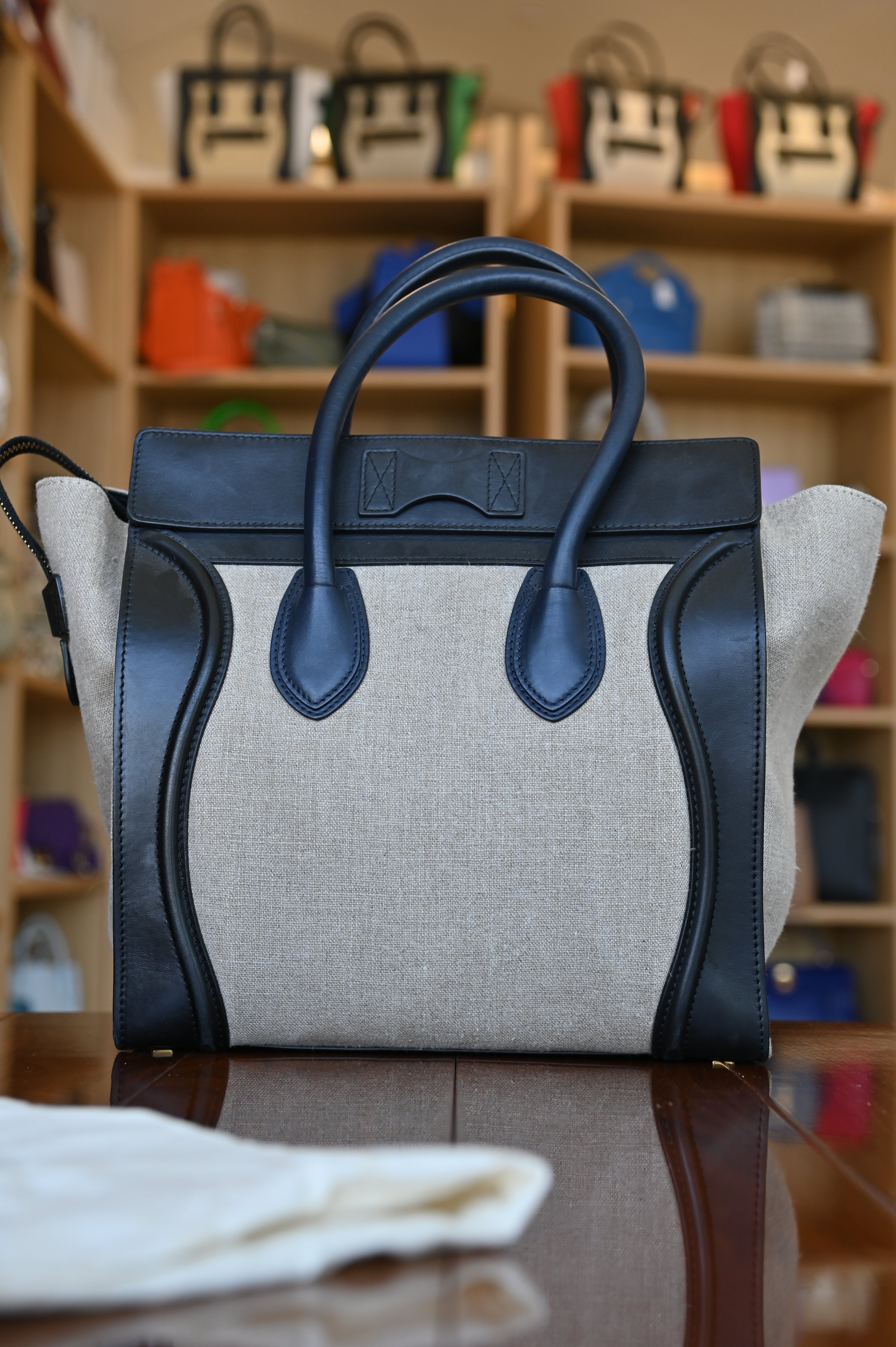 Celine Beige Micro Luggage Tote Bag back