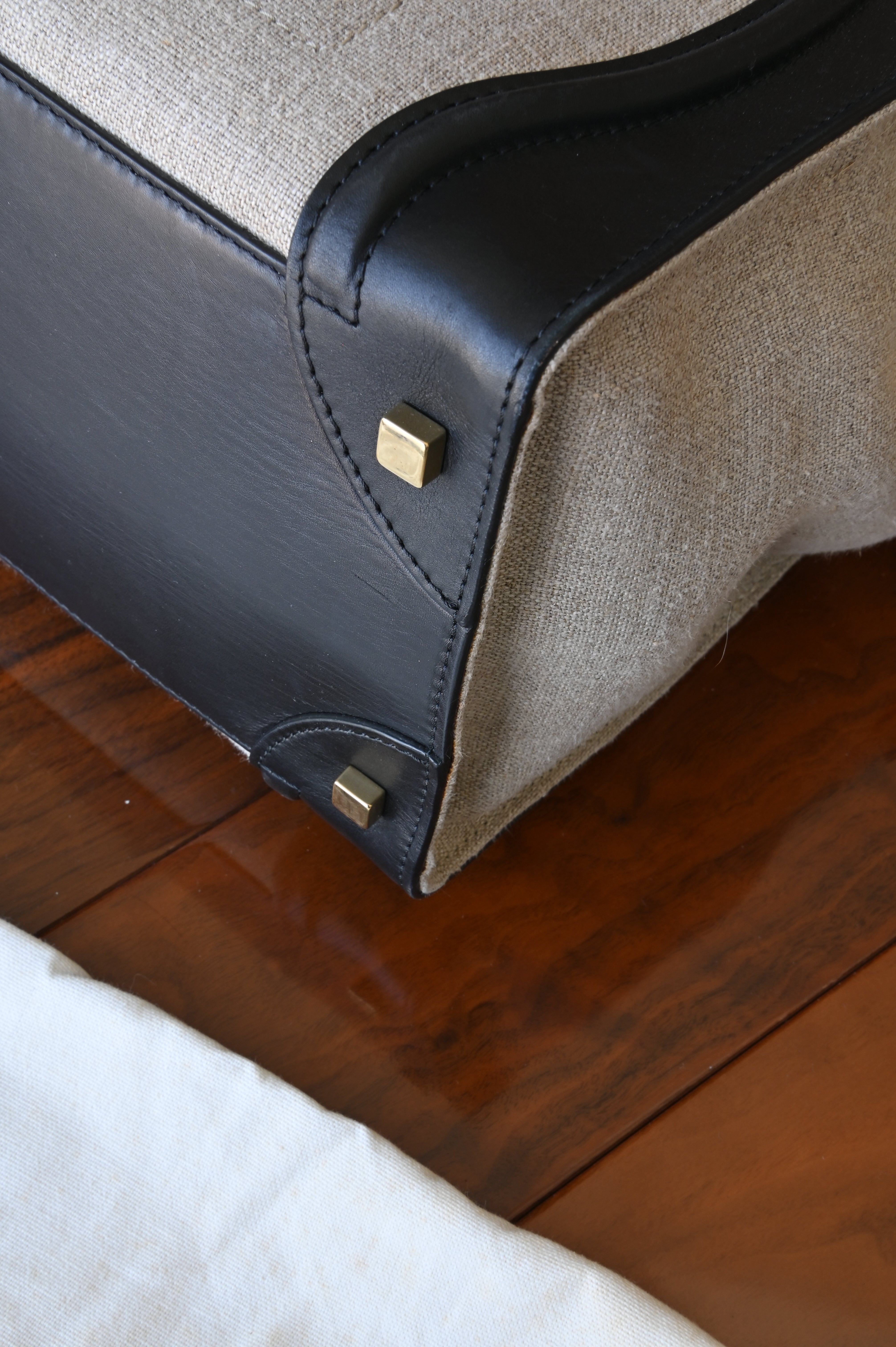 Celine Beige Micro Luggage Tote Bag corner two