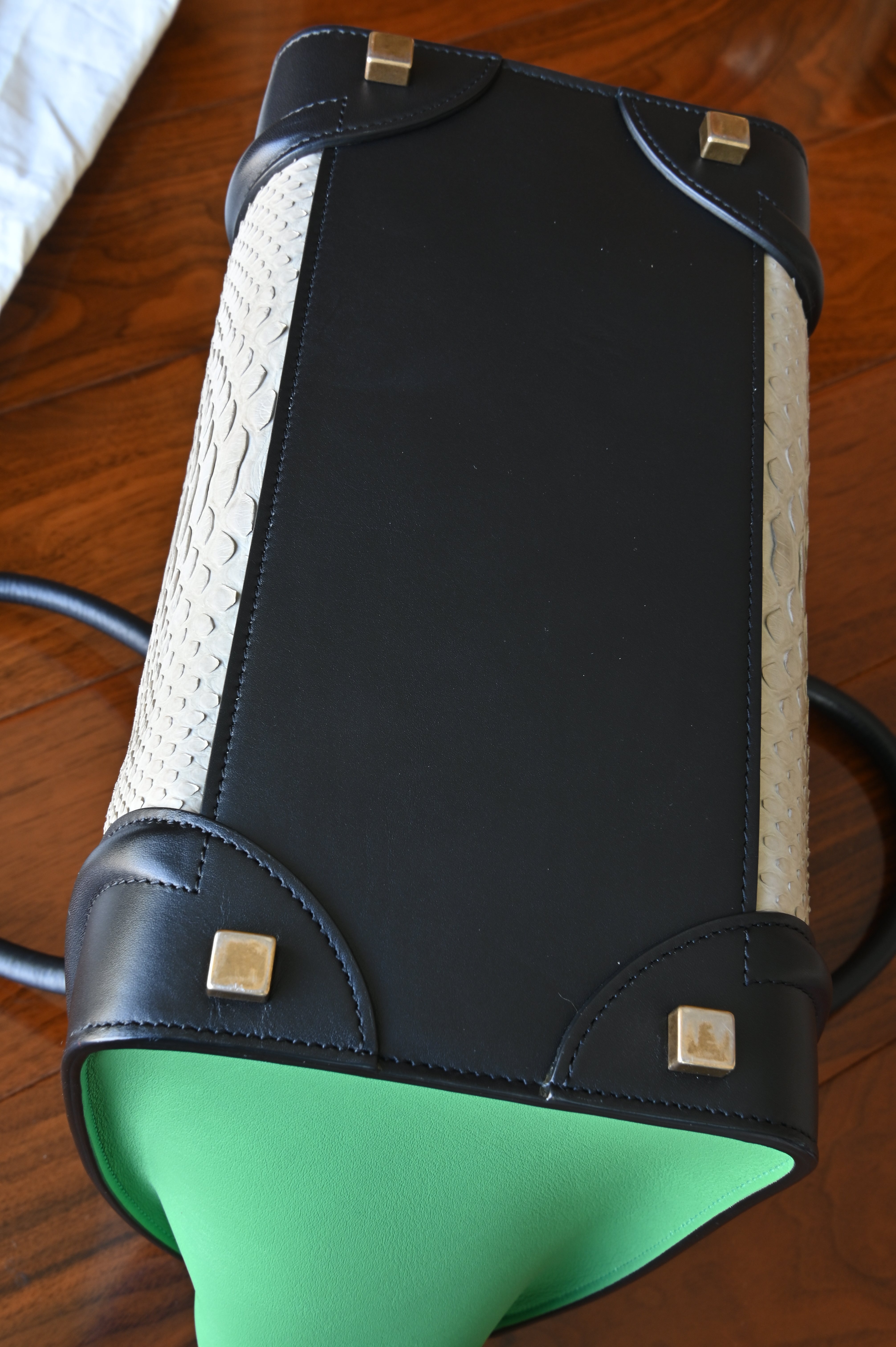 Celine Green Micro Luggage Tote Bag bottom