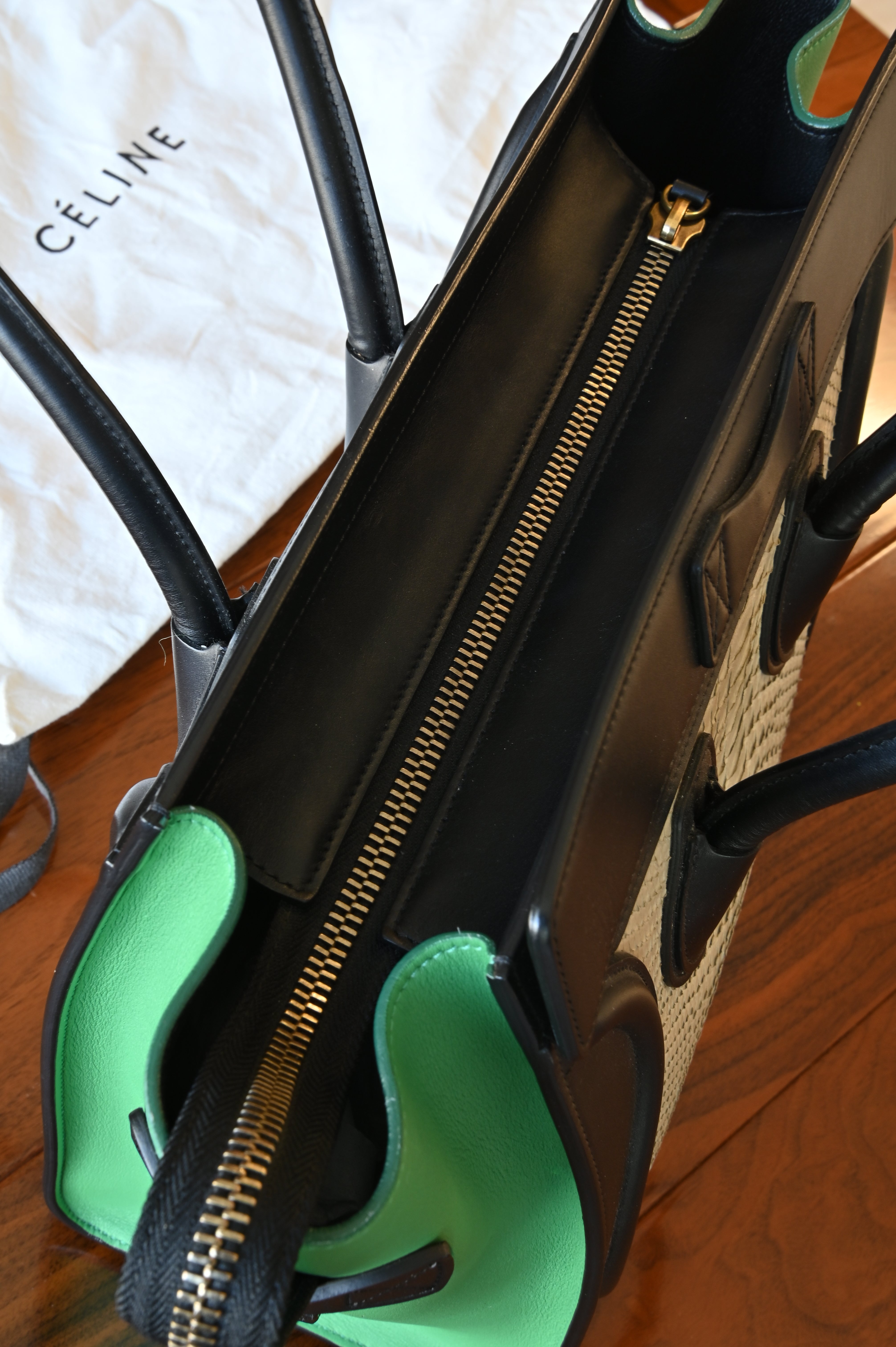 Celine Green Micro Luggage Tote Bag top