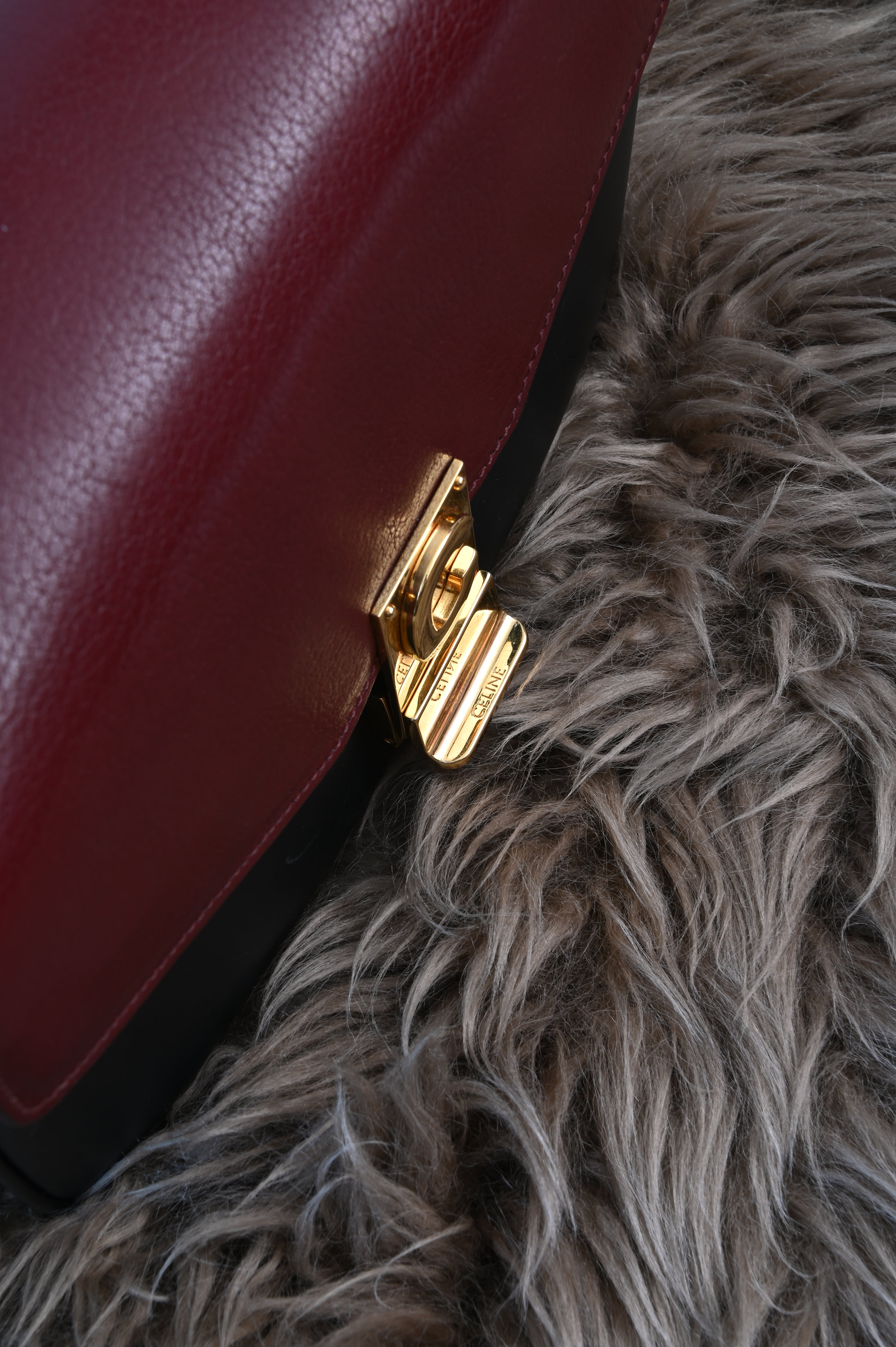 Celine Medium C two-tone shoulder bag engraving